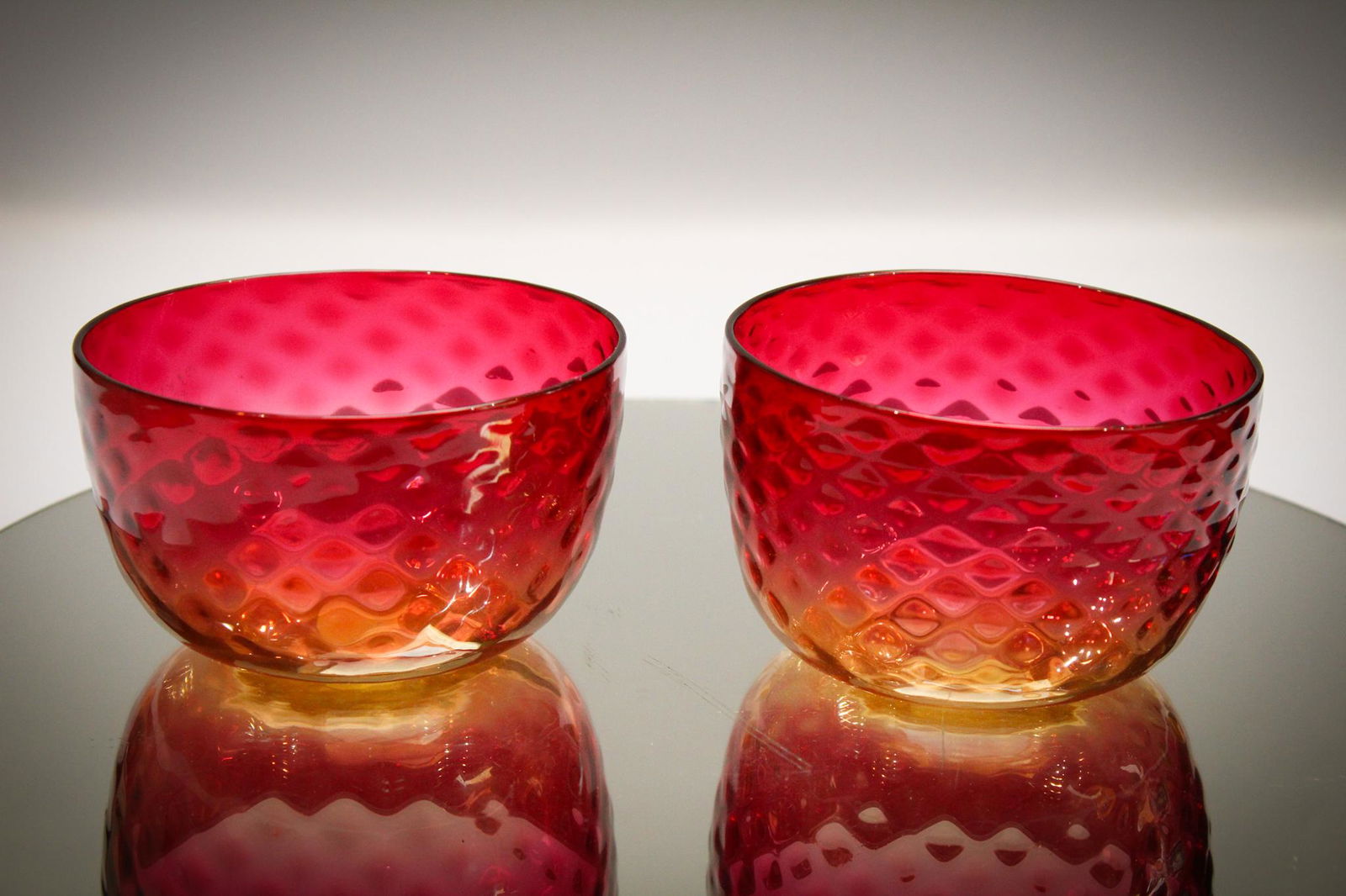 2 pc Lot New England Amberina Finger Bowls (1 of 3)