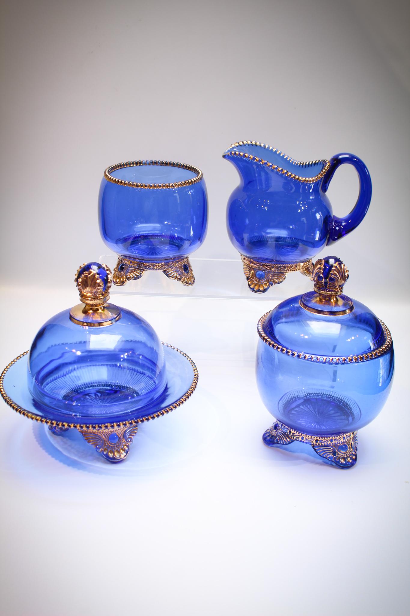 Rare Victorian Colorado Blue w/ Gold Table Set (1 of 5)
