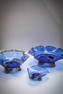 Victorian Colorado Blue w/ Gold 3pc Lot Bowls