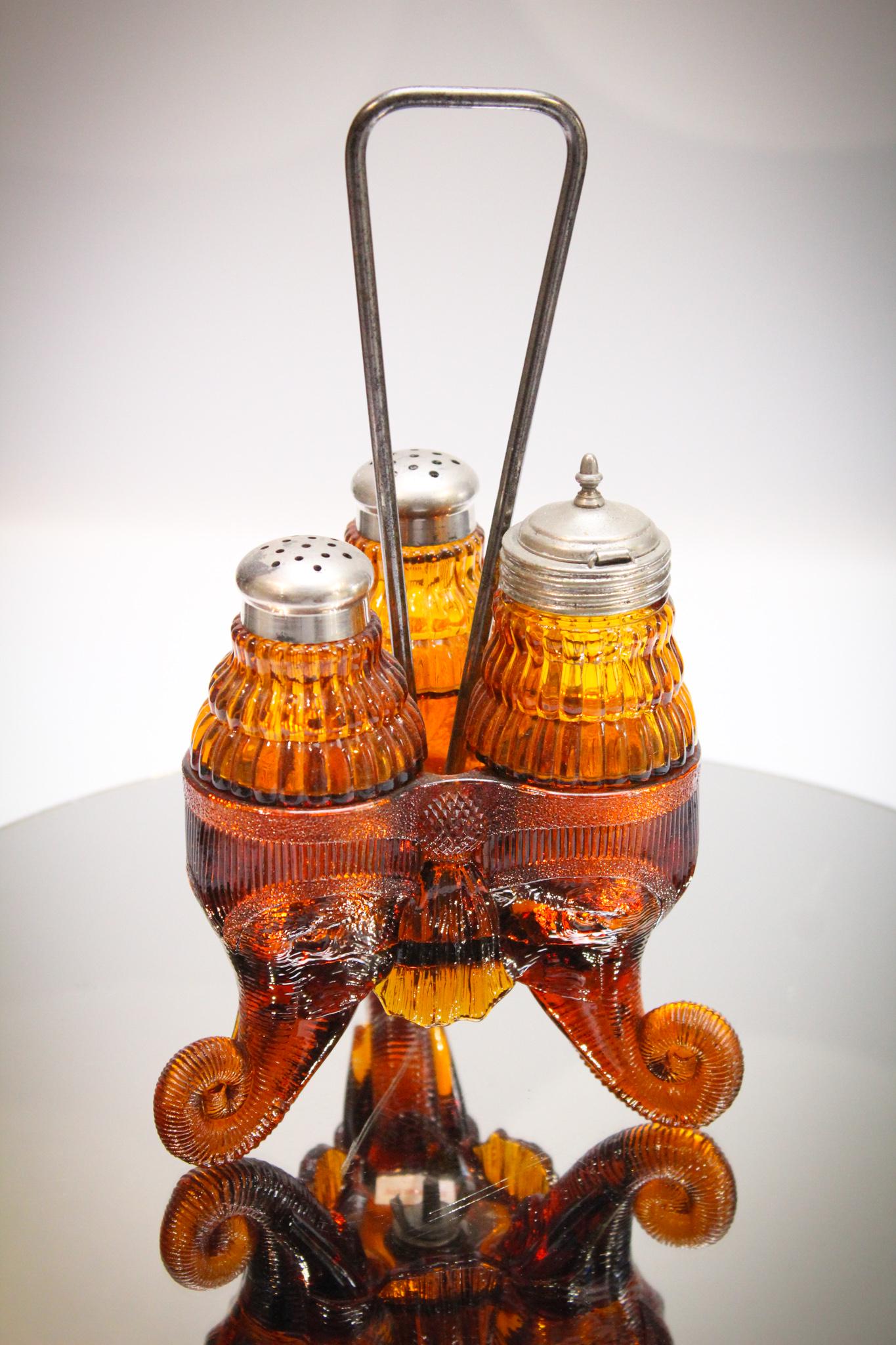 Scarce Amber Jumbo Castor Shaker Set (1 of 4)