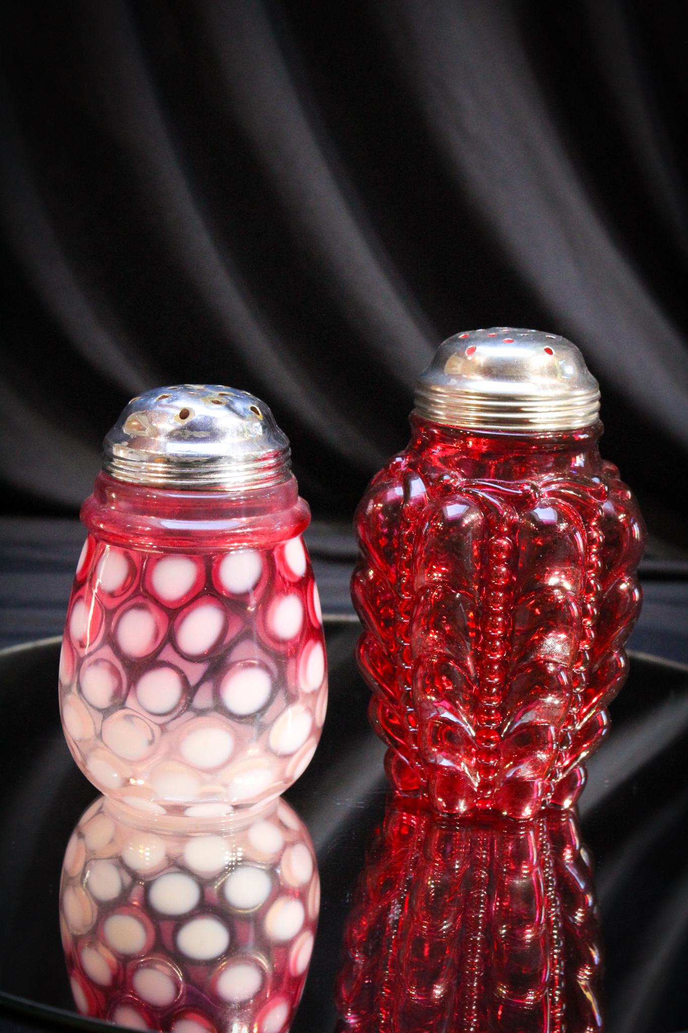 2 pc Lot Victorian Cranberry Sugar Shakers (1 of 3)