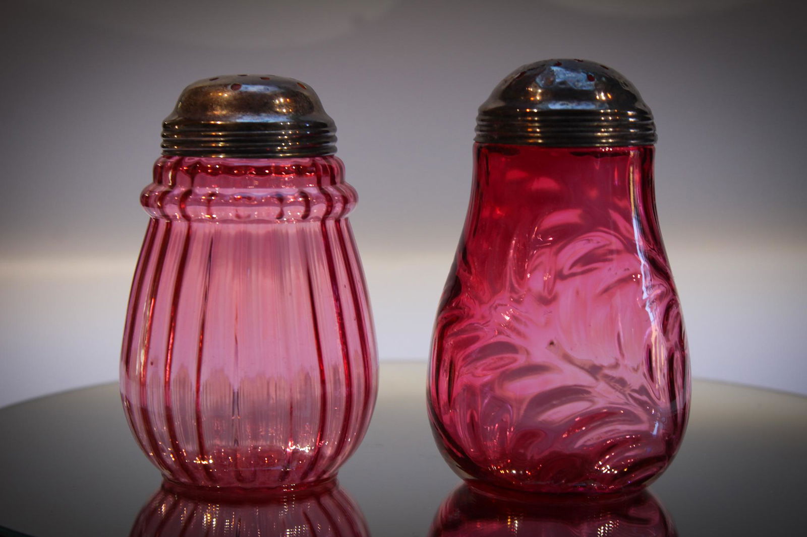 2 pc Lot Cranberry Victorian Glass Sugar Shakers (1 of 5)