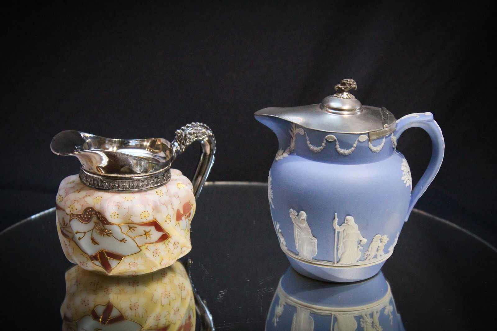 2 pc Lot Wavecrest Wedgewood Victorian Syrup Pitchers (1 of 4)