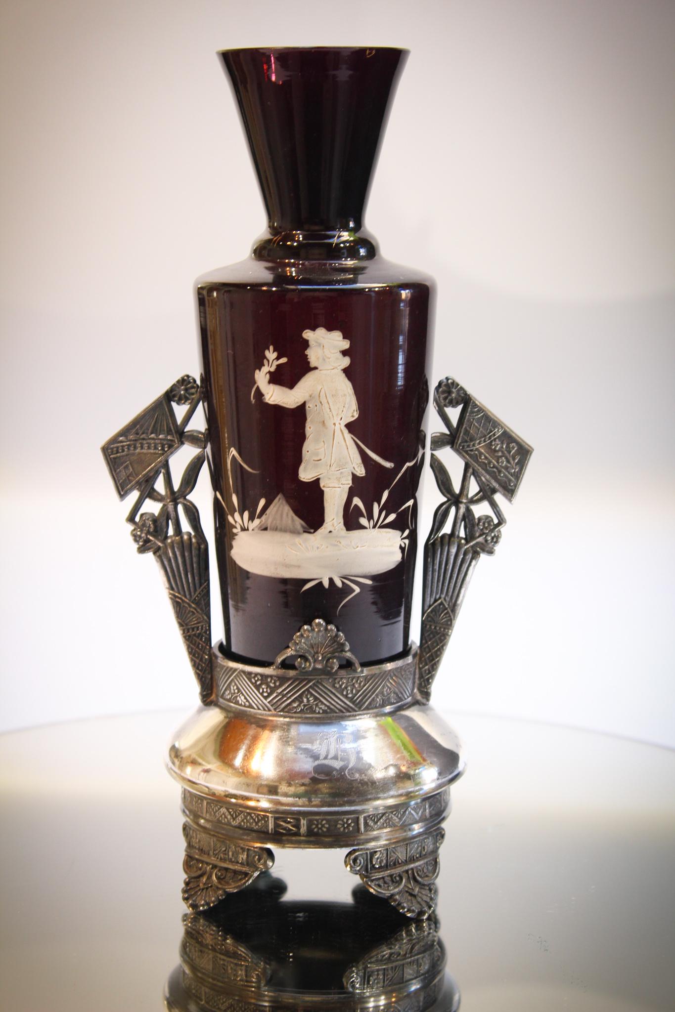 Victorian Mary Gregory Derby Silverplate vase (1 of 5)
