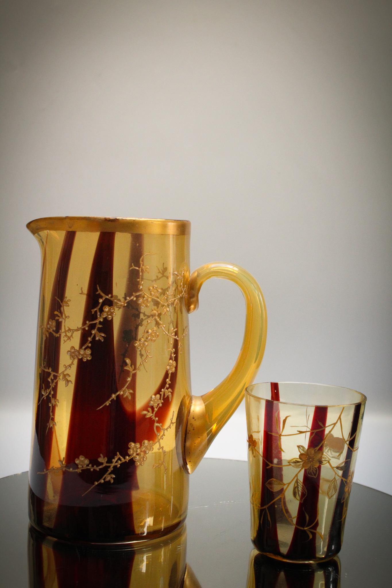 Victorian Harrach Loetz Art Glass Pitcher Tumbler (1 of 9)