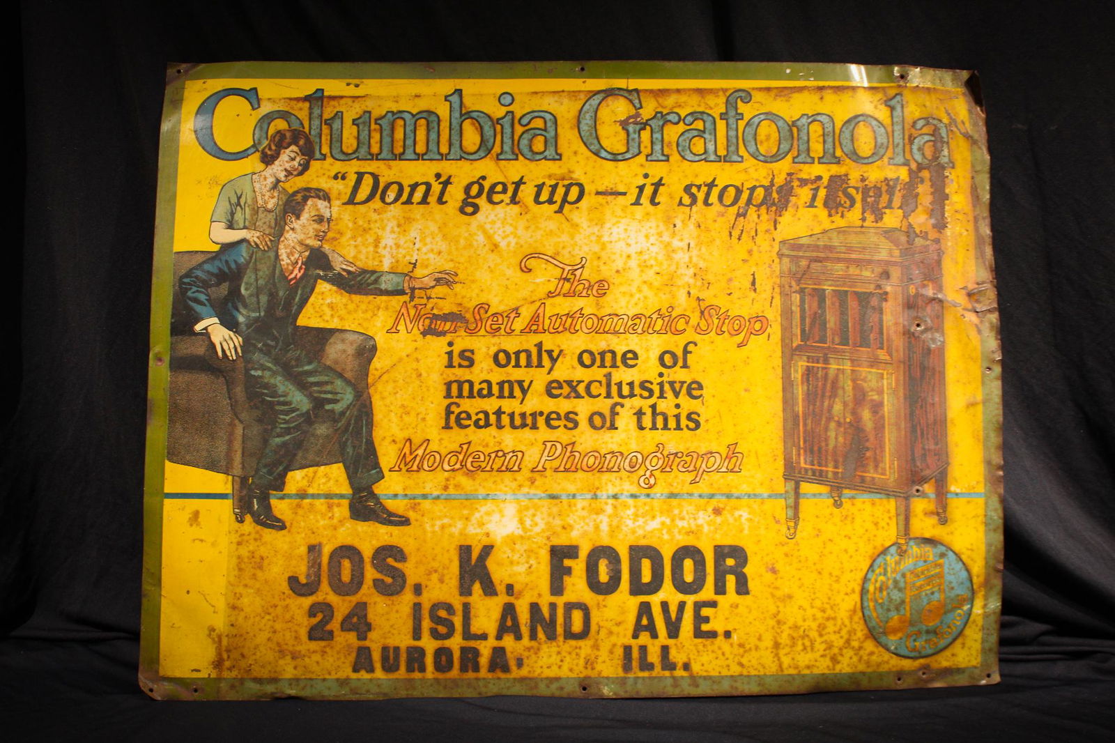 Antique Columbia Grafonola Advertising sign (1 of 6)
