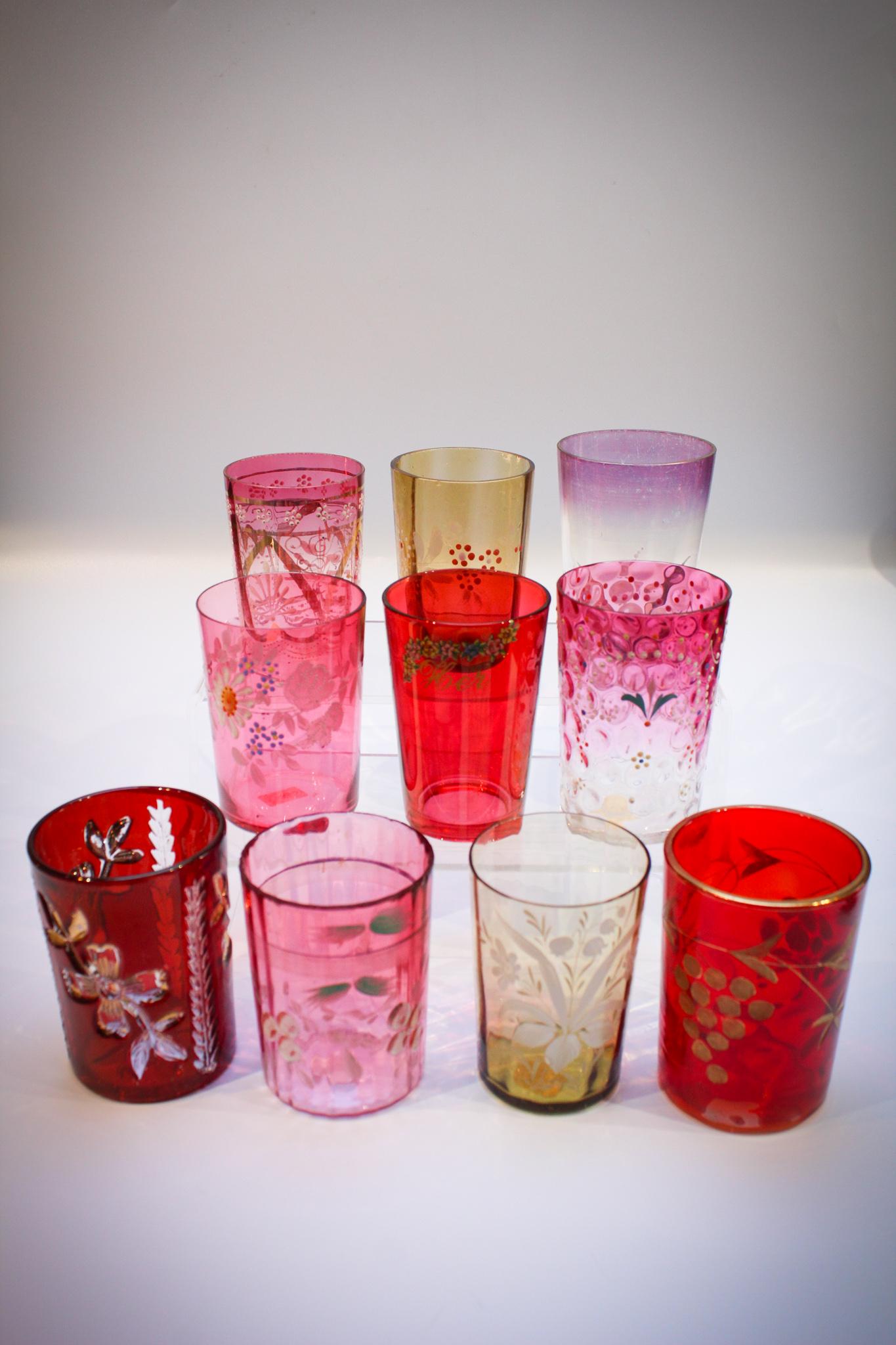 10 pc Lot Victorian Glass Antique Tumblers (1 of 4)