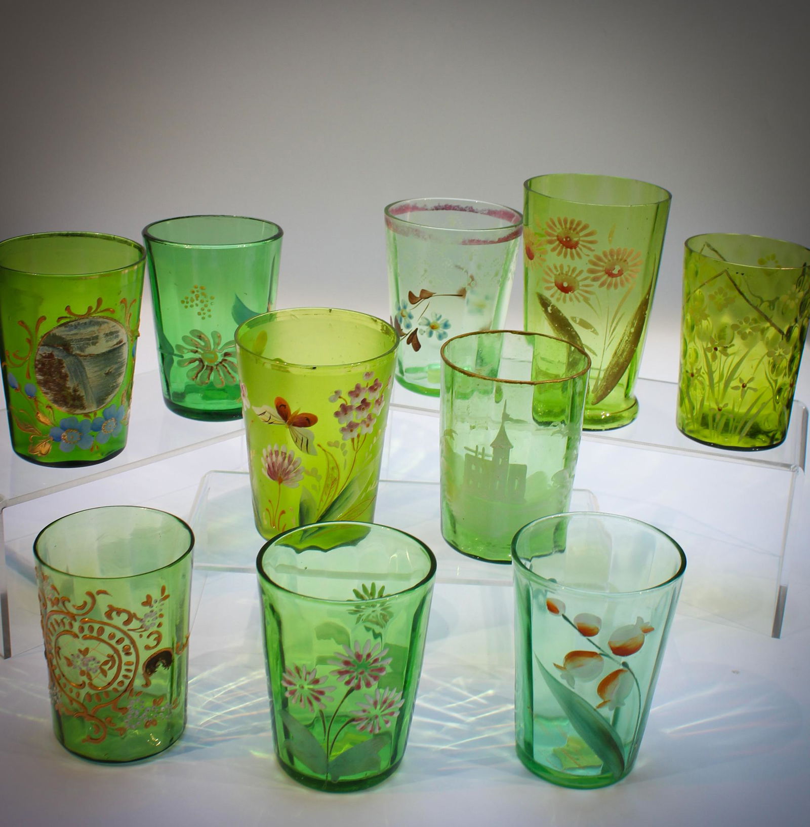 10 pc Lot Victorian Glass Antique Tumblers (1 of 5)