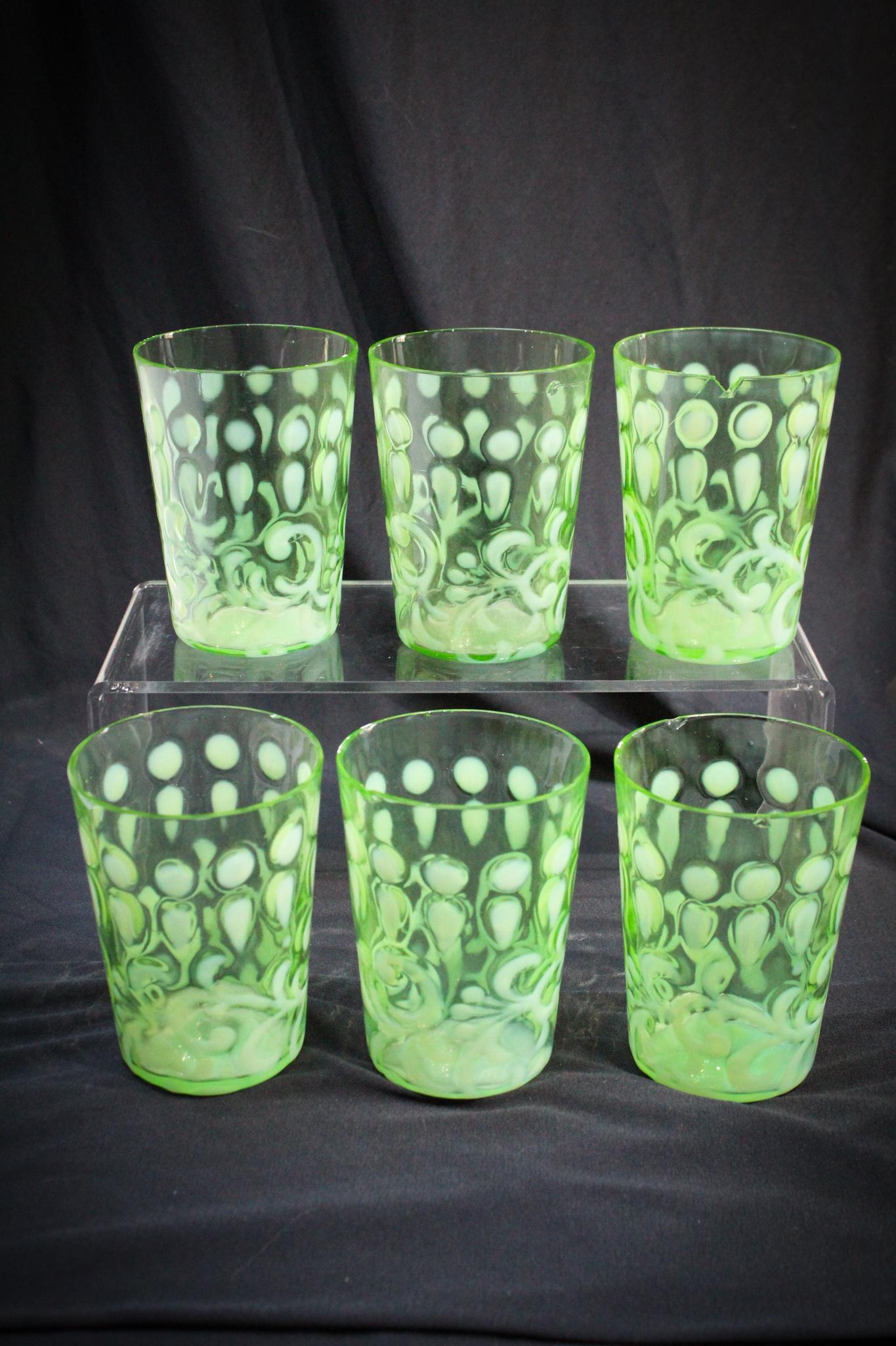 6 pc Lot Opalescent Buttons & Braids Victorian Tumblers (1 of 6)