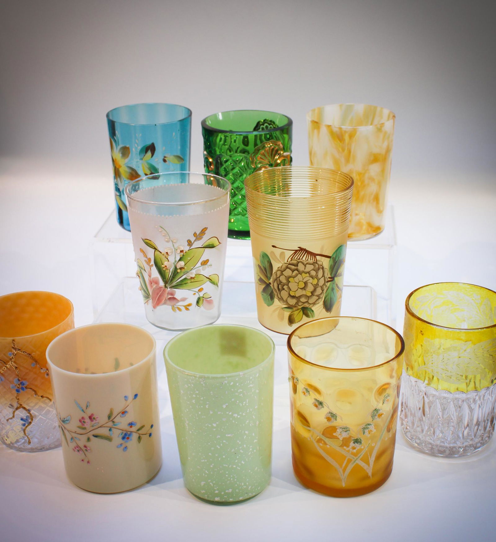 10 pc Lot Victorian Glass Antique Tumblers (1 of 4)