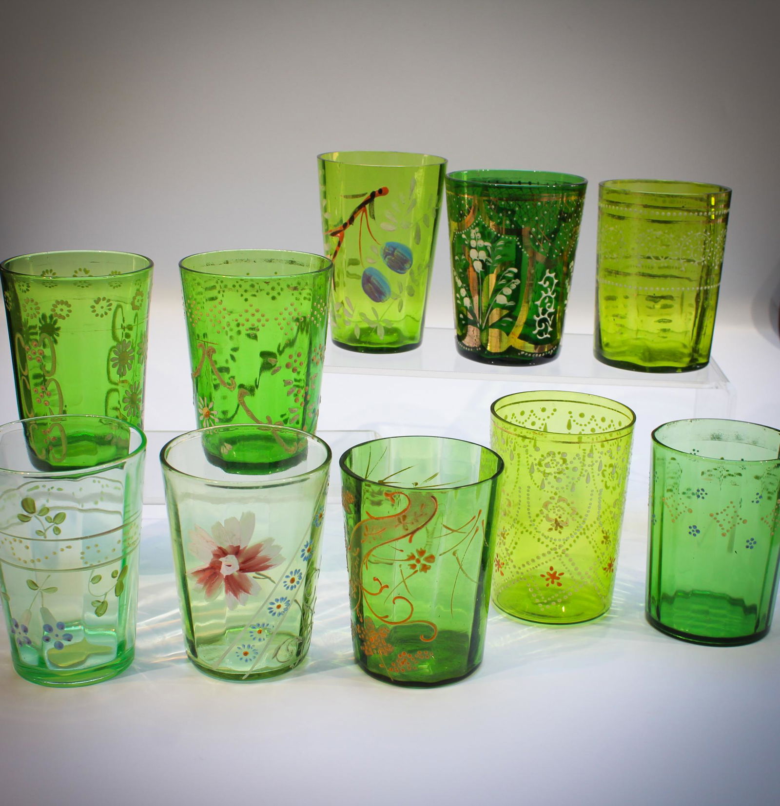 10 pc Lot Victorian Glass Antique Tumblers (1 of 4)