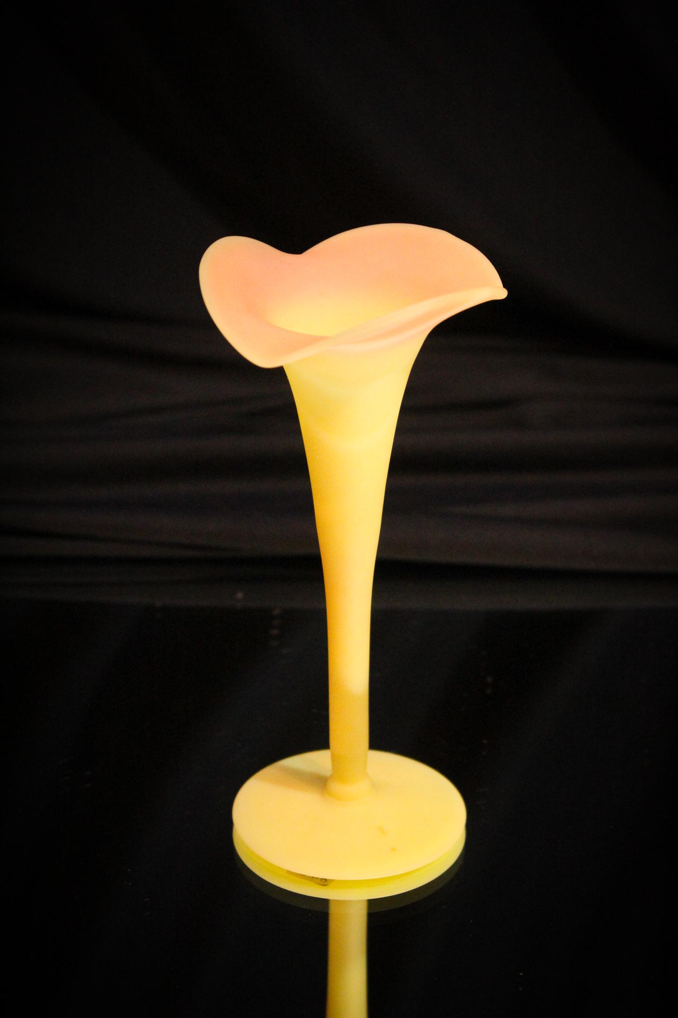 Mt. Washington Burmese Glass 6" Lily Vase: Another classic form example of Mt. Washington Glass. This one is a little cutie measuring only 6" tall. Can't say you don't have room for this babe.