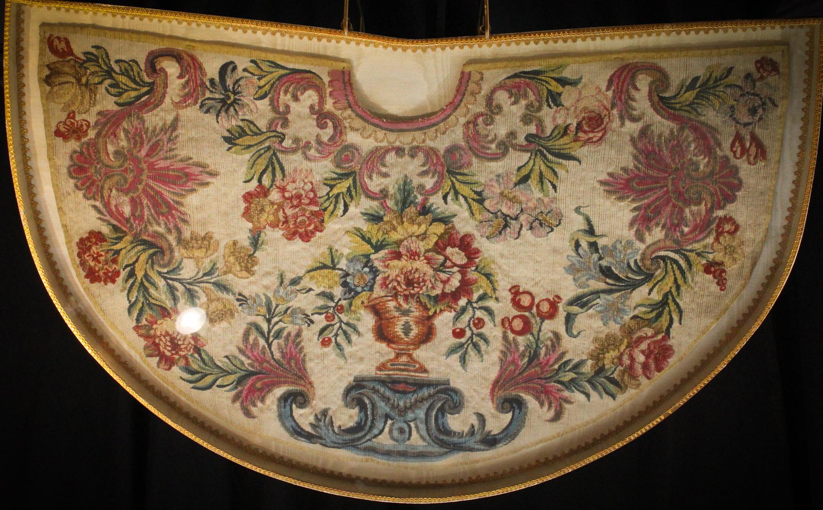French Tapestry Hand Knotted Silk Framed: Custom shadow box frame featuring French hand knotted tapestry with highlights of silver wrapped silk threads. Circa 18 70-1890.