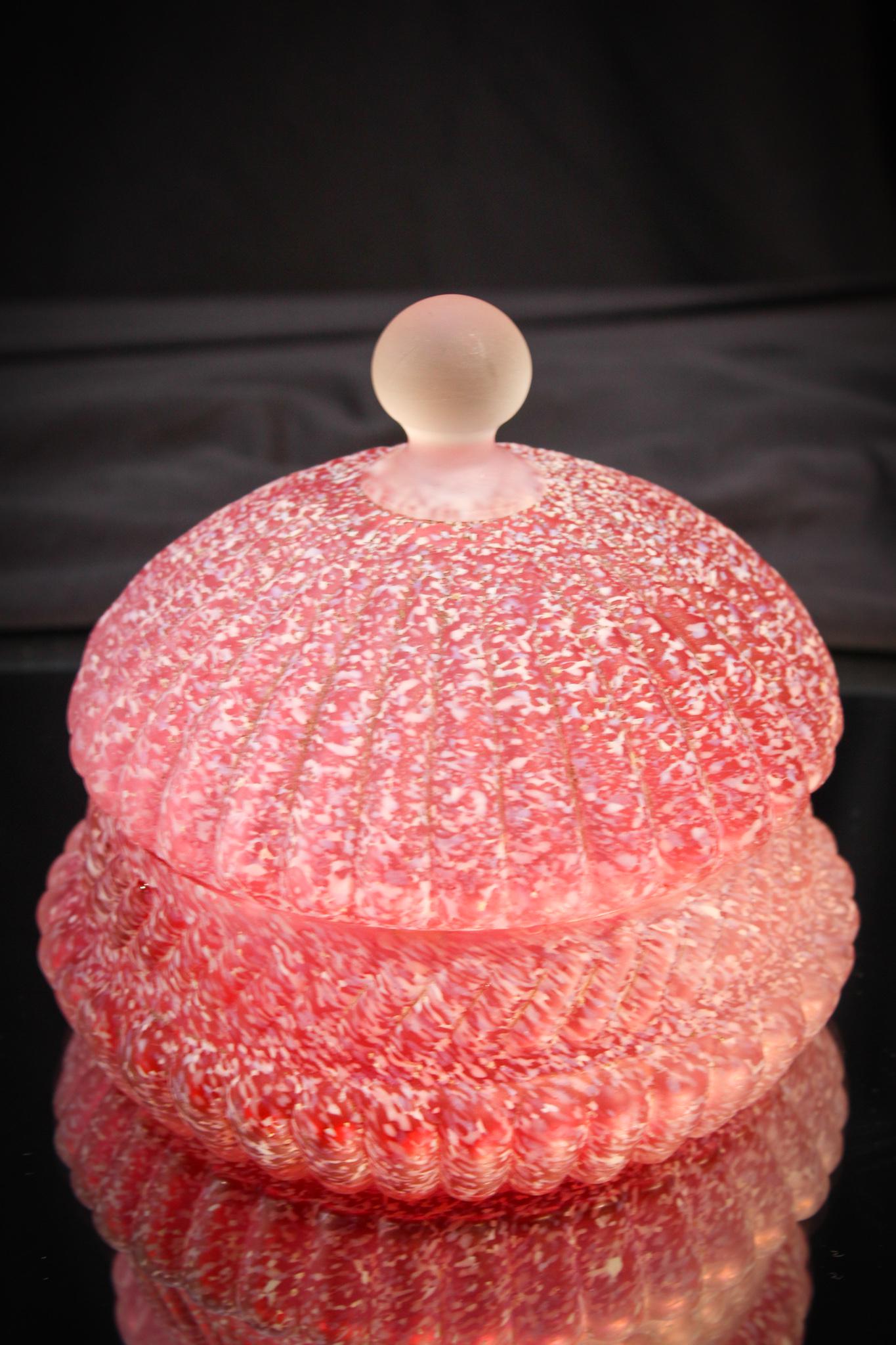 Northwood Cranberry Chrysanthemum Granite Butter: Anything in this pattern is very difficult to find. The table set pieces like this are almost impossible. Measures 5 1/2" tall.