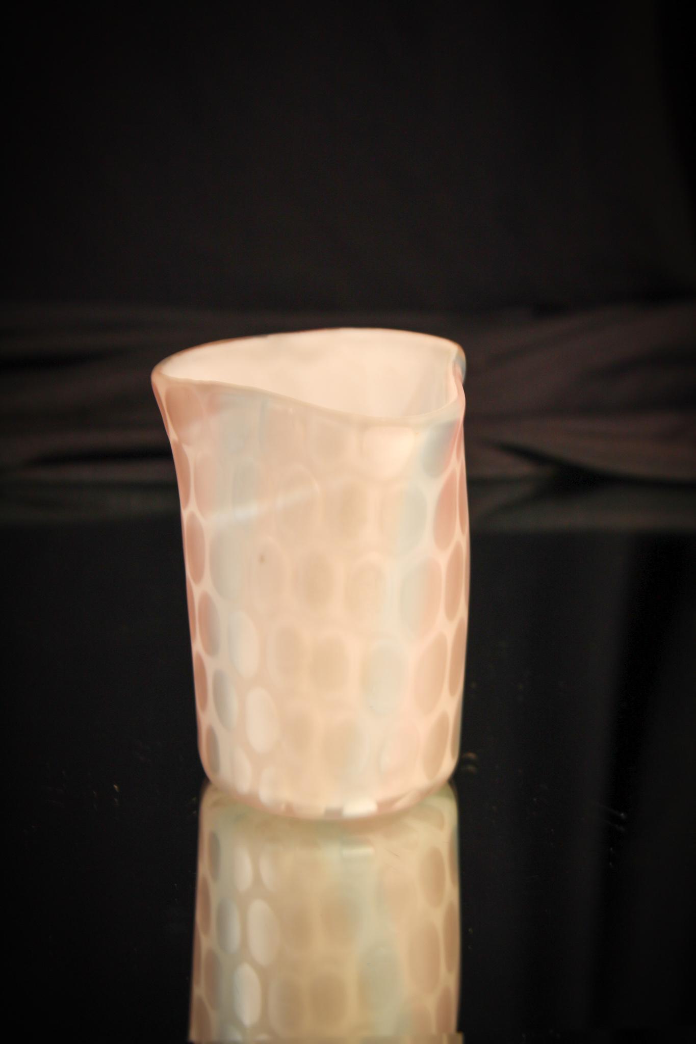 Rainbow Tricorner Mother of Pearl Tumbler: We are not quite sure how you drink out of this tumbler without spilling all over your self, but it is stunning. Leave it to Victorian glass makers to come up with something like this. Tri-corner top 