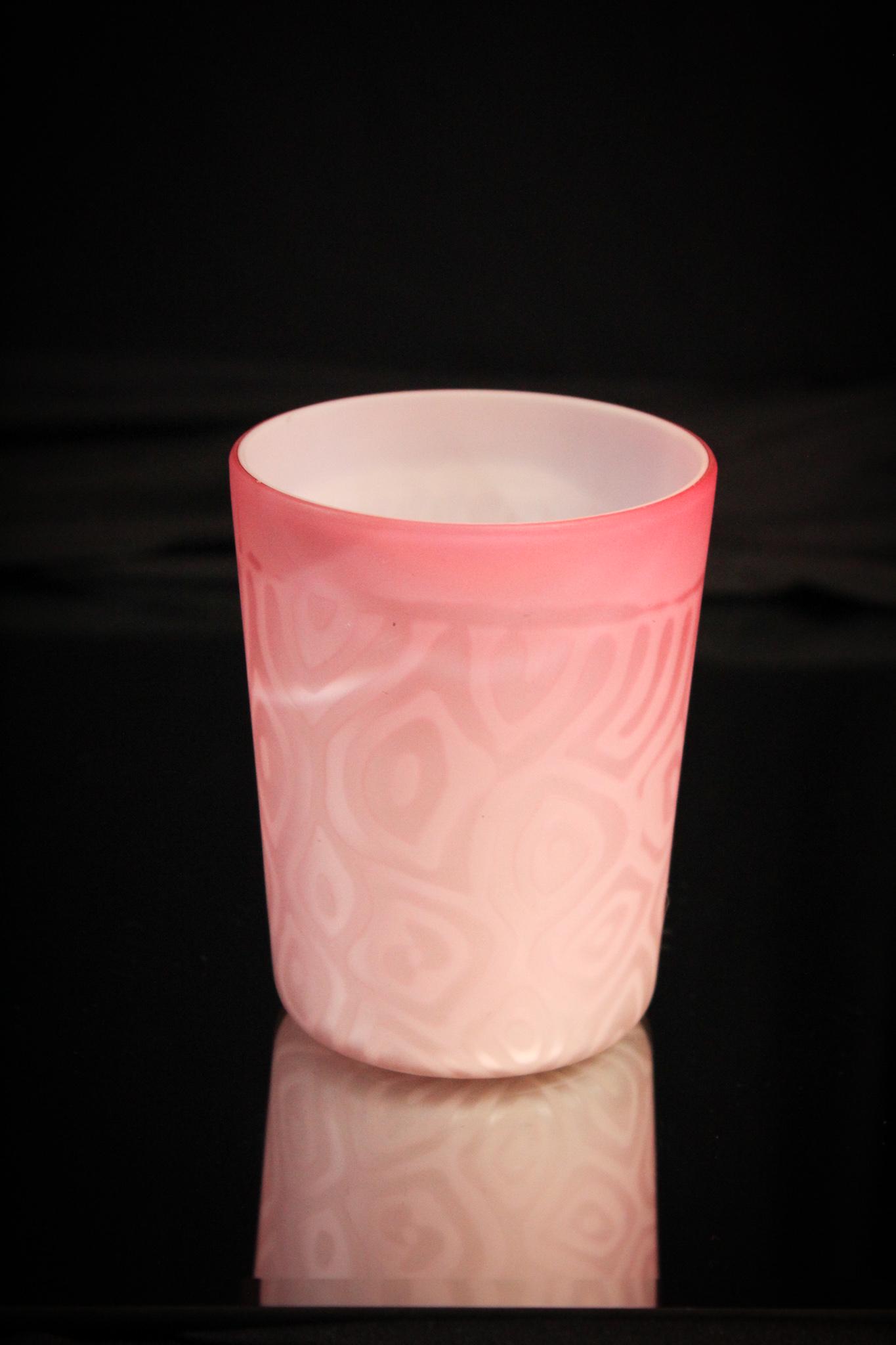 Rare Diamond in Diamond Mother of Pearl Tumbler: Now folks, this is a rare tumbler. Pink satin Diamond in diamond pattern. Seldom seen example. Perfecct satin smooth finish. Measures 4" tall.