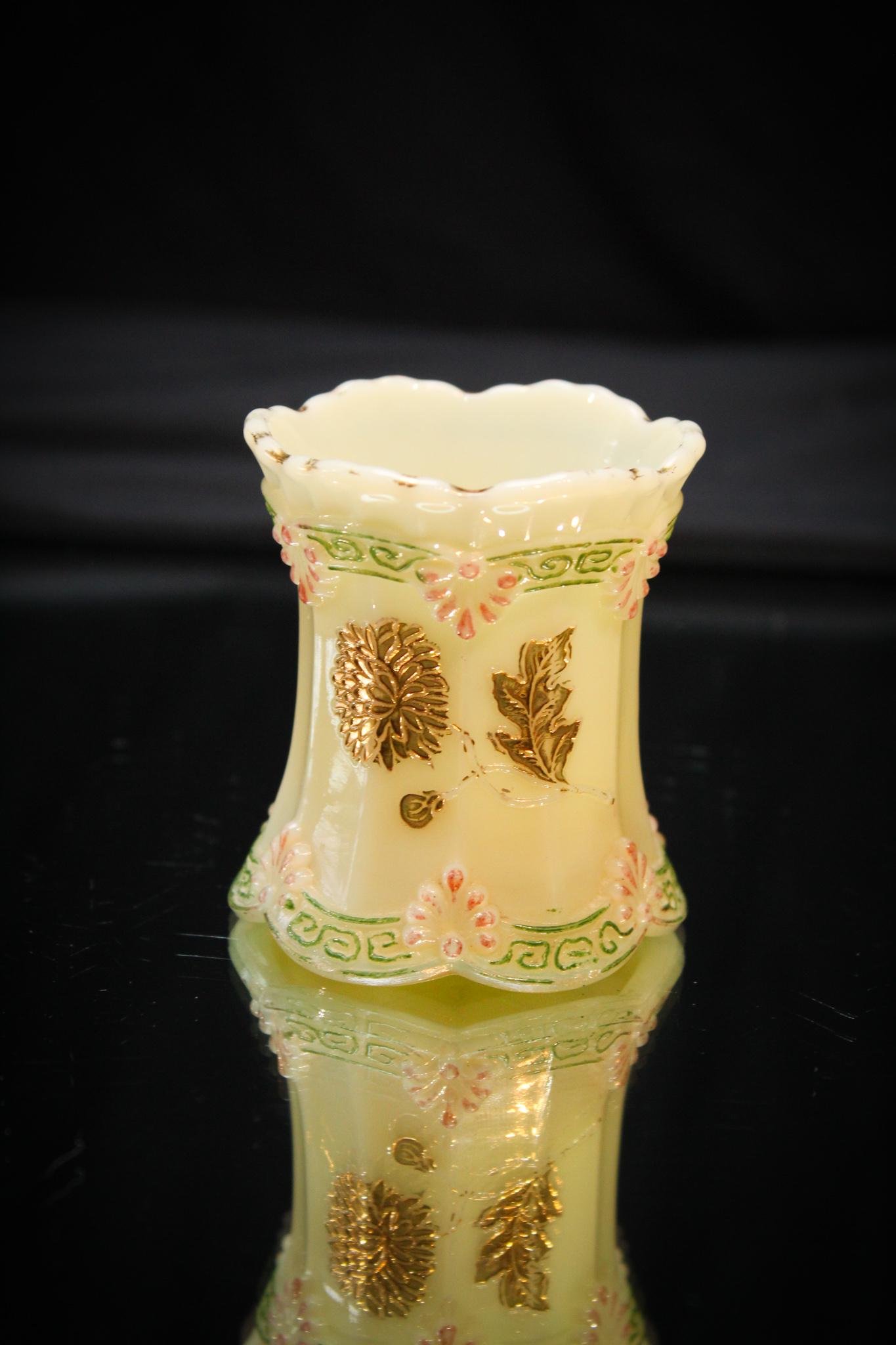 Northwood Victorian Toothpick Holder: Northwood Custard Chrysanthemum Sprig Toothpick Holder. Nice example.