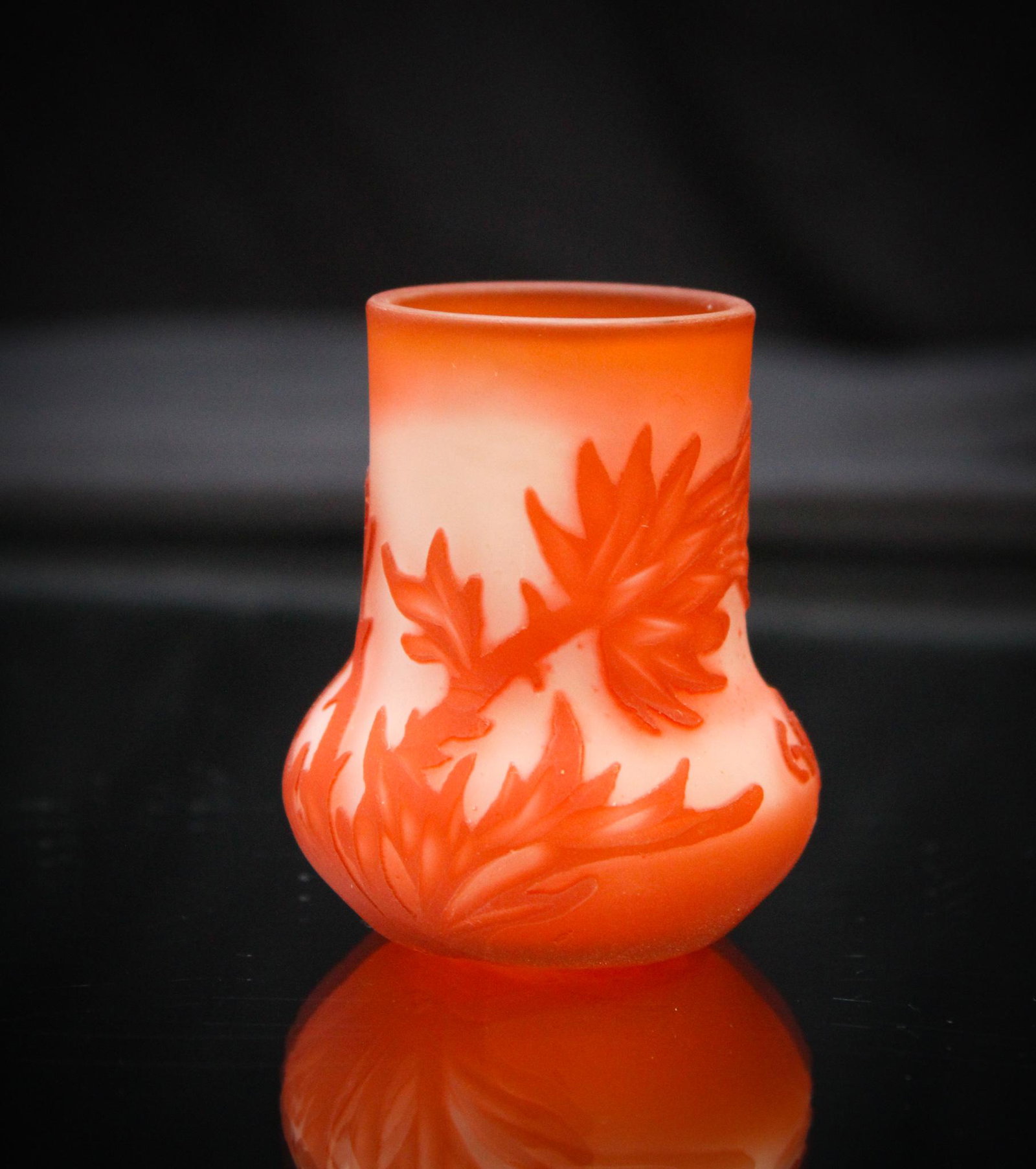 Vessiere Nancy French Cameo Glass Thistle Toothpick: Lovely example of French cameo glass by Vessiere Nancy. Piece has dÃ©cor of thistle flowers and foliage. Measures 2 1/4" tall.