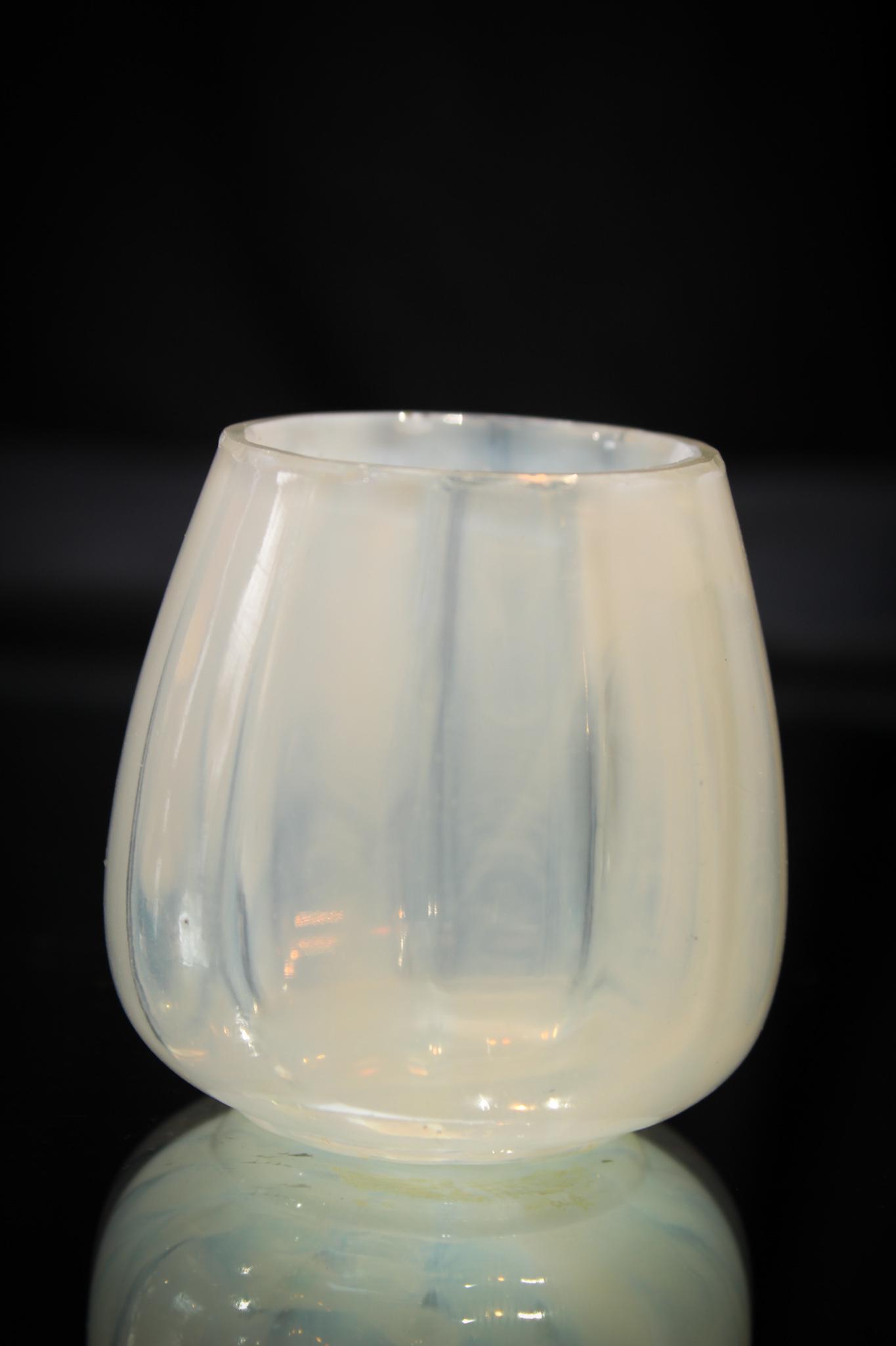 Consolidated Opalescent Wide Stripe Toothpick: Heavy opalescent covers this rare Consolidated wide stripe pattern Victorian toothpick holder. Nice clean example.