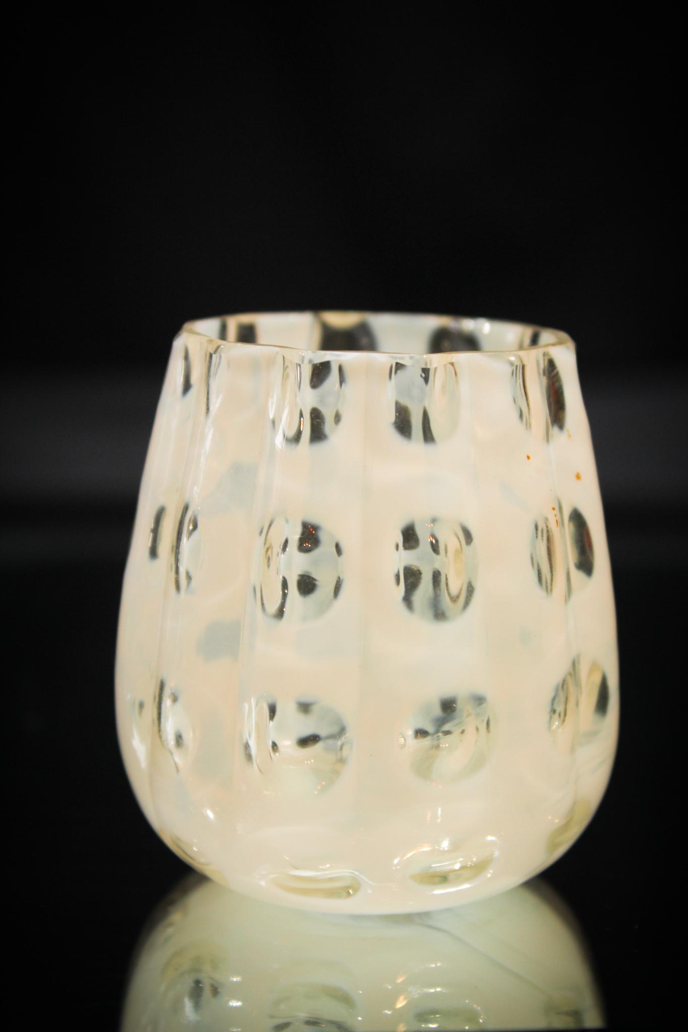 Scarce Opalescent Polka Dot Toothpick Holder: West Virginia made some lovely glass and this sweetie is one example. Nice Polka dot opalescent toothpick holder. Crisp opal.