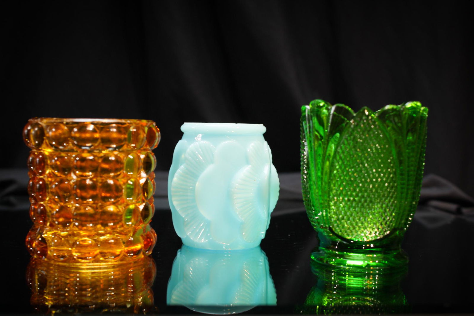 3 pc Lot Victorian glass Toothpick Holders: Nice offering of some goodies here folks.