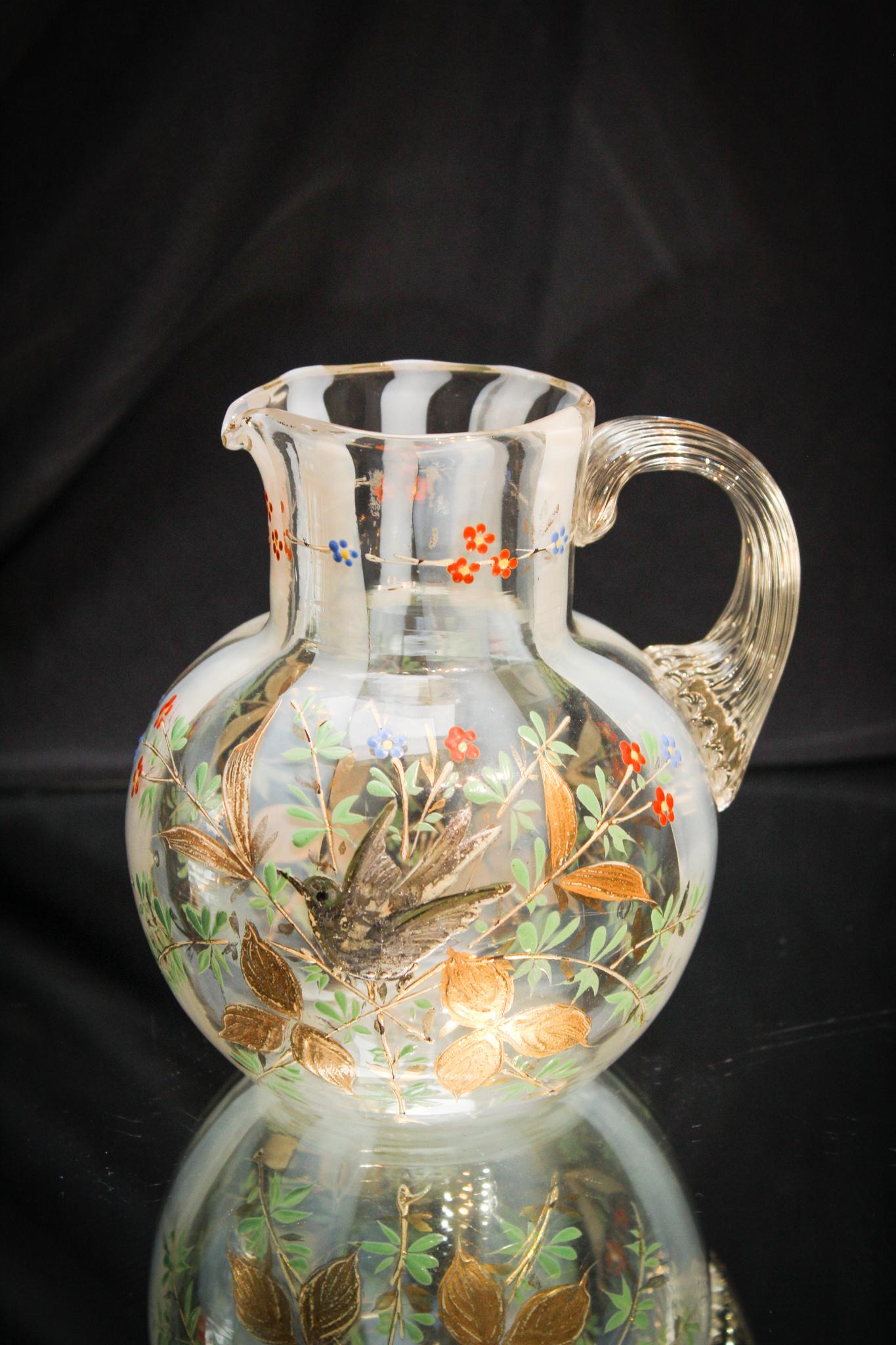 Scarce Opalescent Stripe Enameled Pitcher (1 of 5)