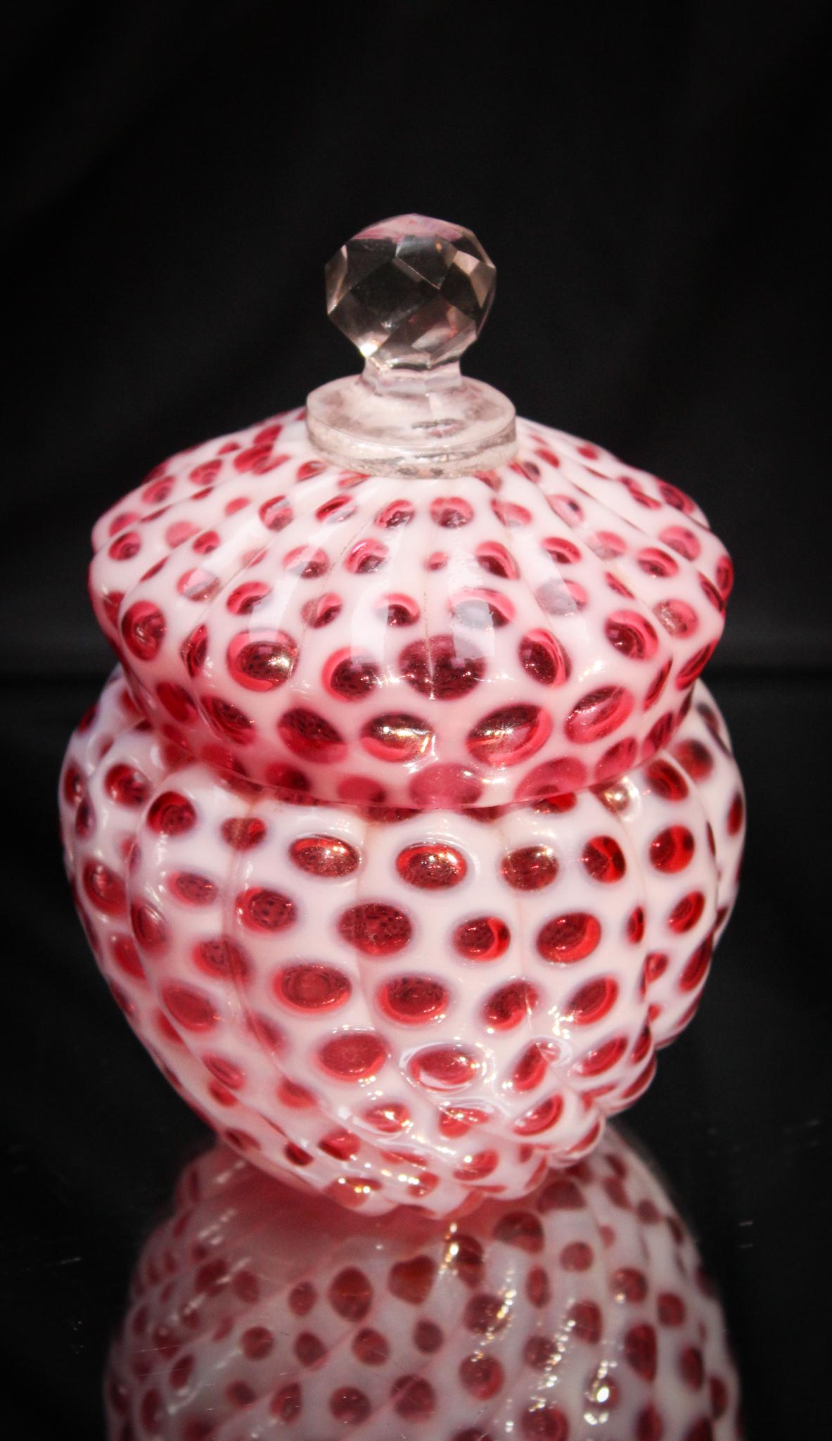 Hobb's Cranberry Opalescent Windows Sugar Bowl (1 of 5)