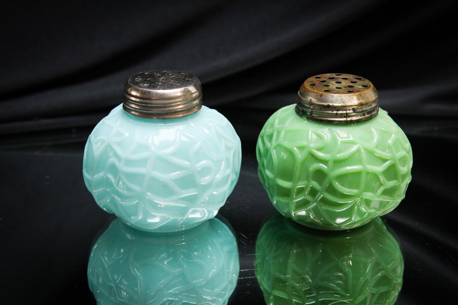 Pair Victorian Glass Salt Shakers (1 of 5)