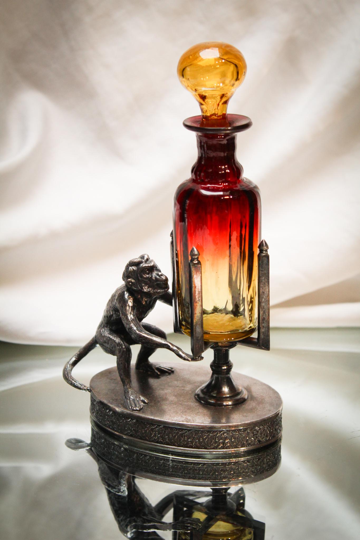 Rare Tufts Silverplate Monkey Amberina Perfume (1 of 6)