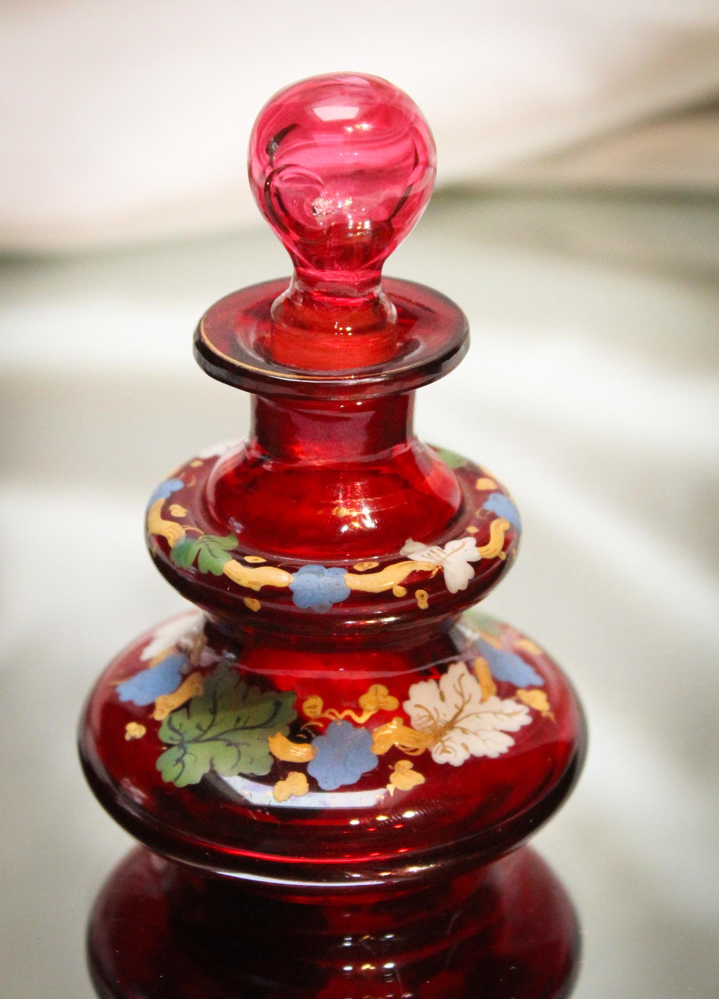 Ruby Enameled Victorian Glass Perfume (1 of 4)