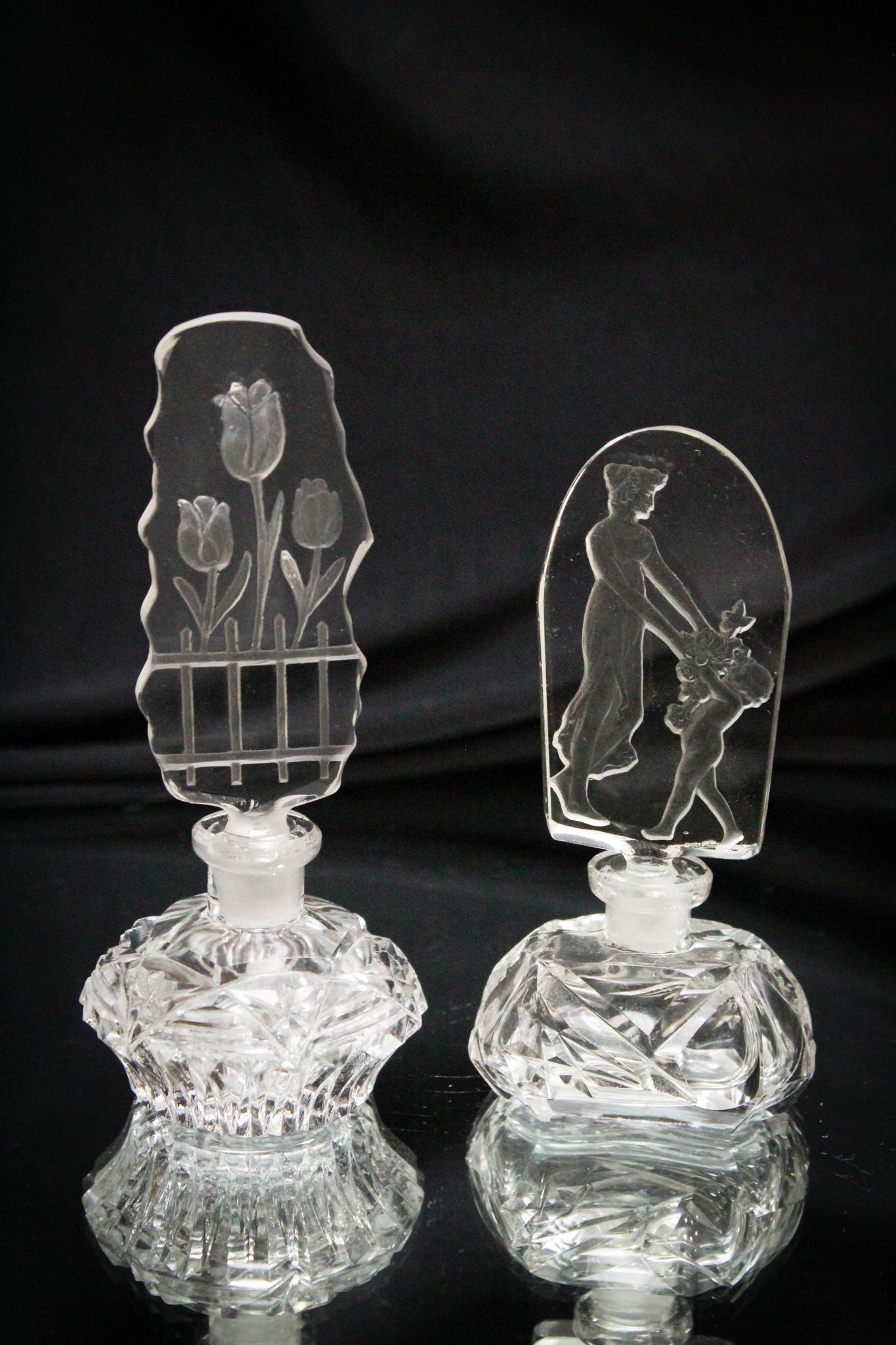2pc Lot Czechoslovakian cut glass Perfumes (1 of 3)