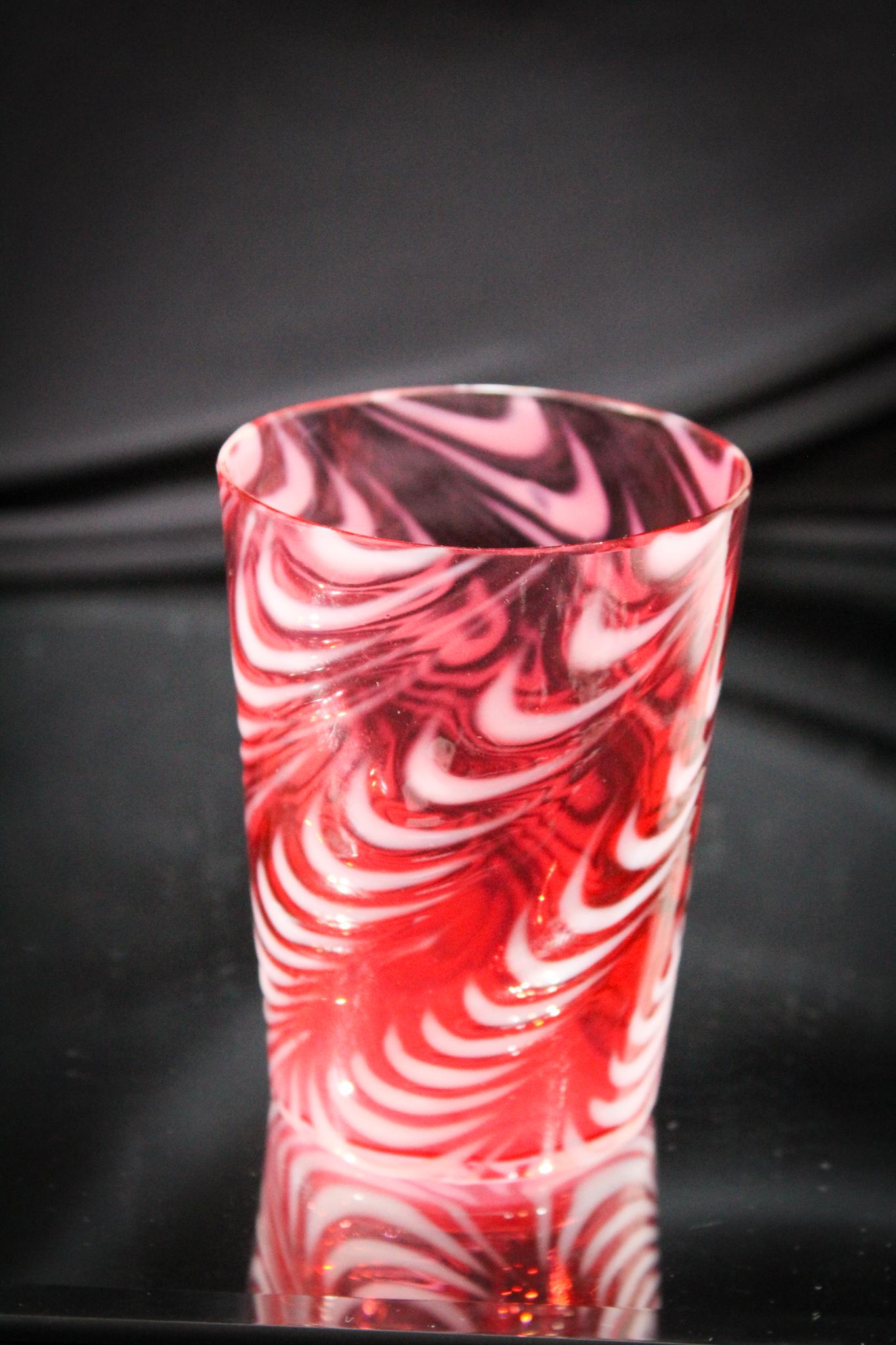 Cranberry Opalescent Blown Twist Tumbler (1 of 3)
