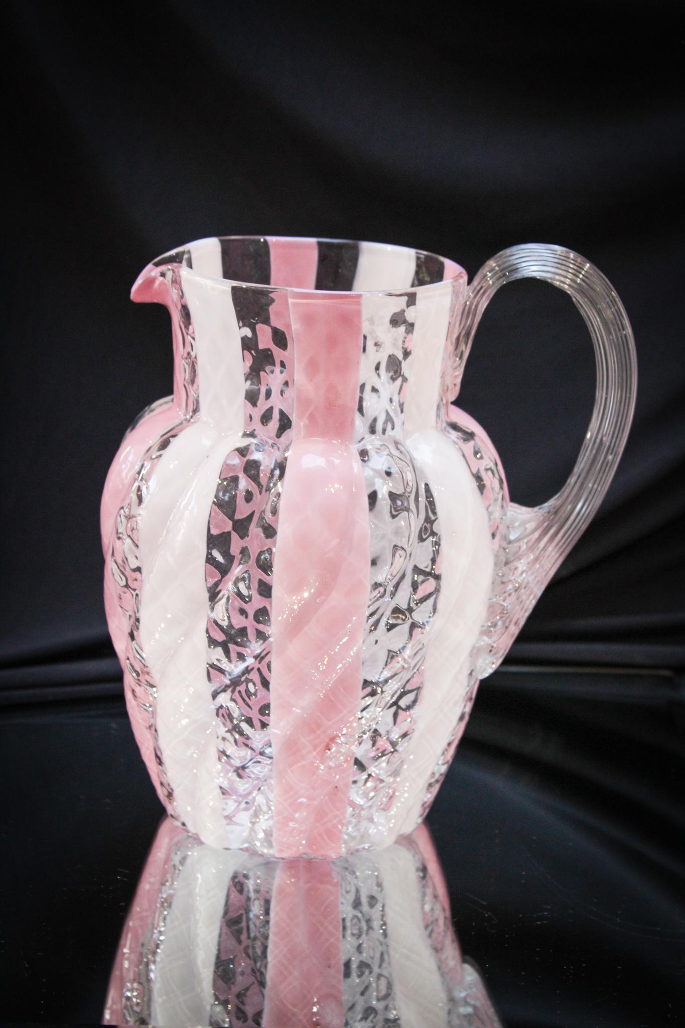 Phoenix Harrach DQ Pink Stripe Victorian Pitcher (1 of 4)