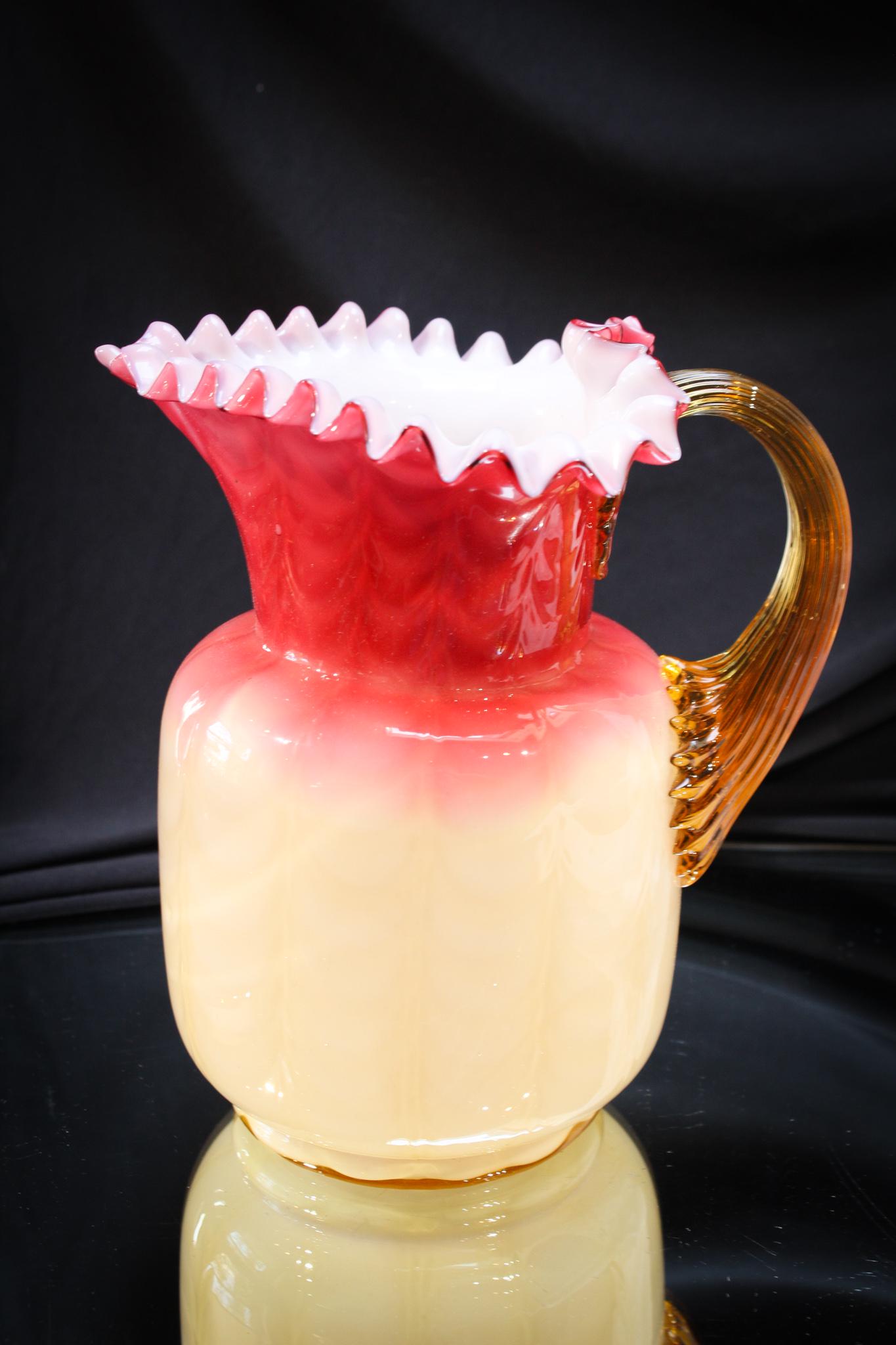 Phoenix Victorian Peachblow Cased Glass Drape Piitcher (1 of 4)
