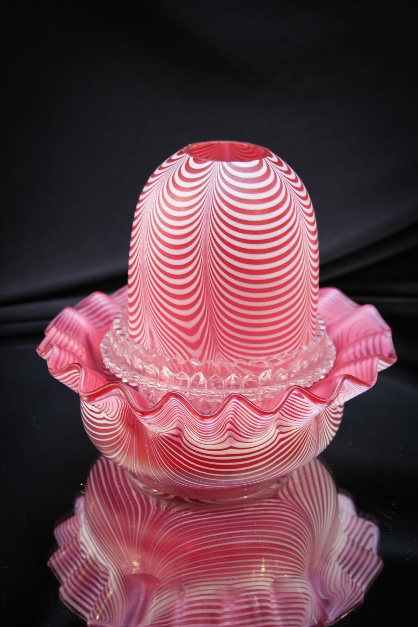 Cranberry Victorian Nailsea Fairy Lamp (1 of 7)