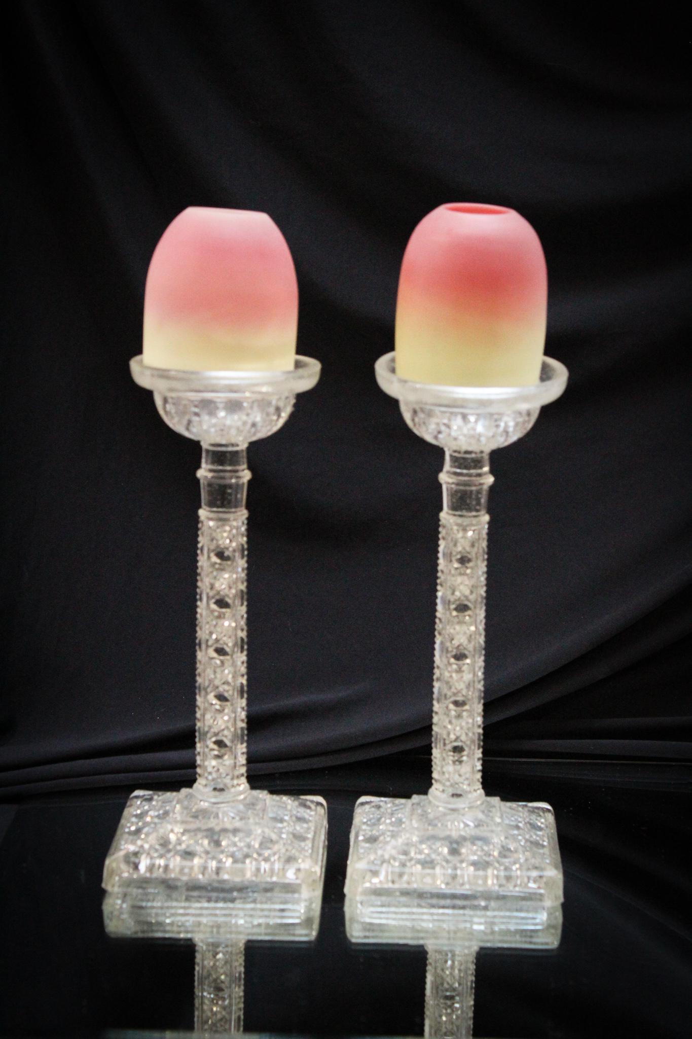 Pedestal Webb Burmese Victorian Fairy Lamp pr. (1 of 4)