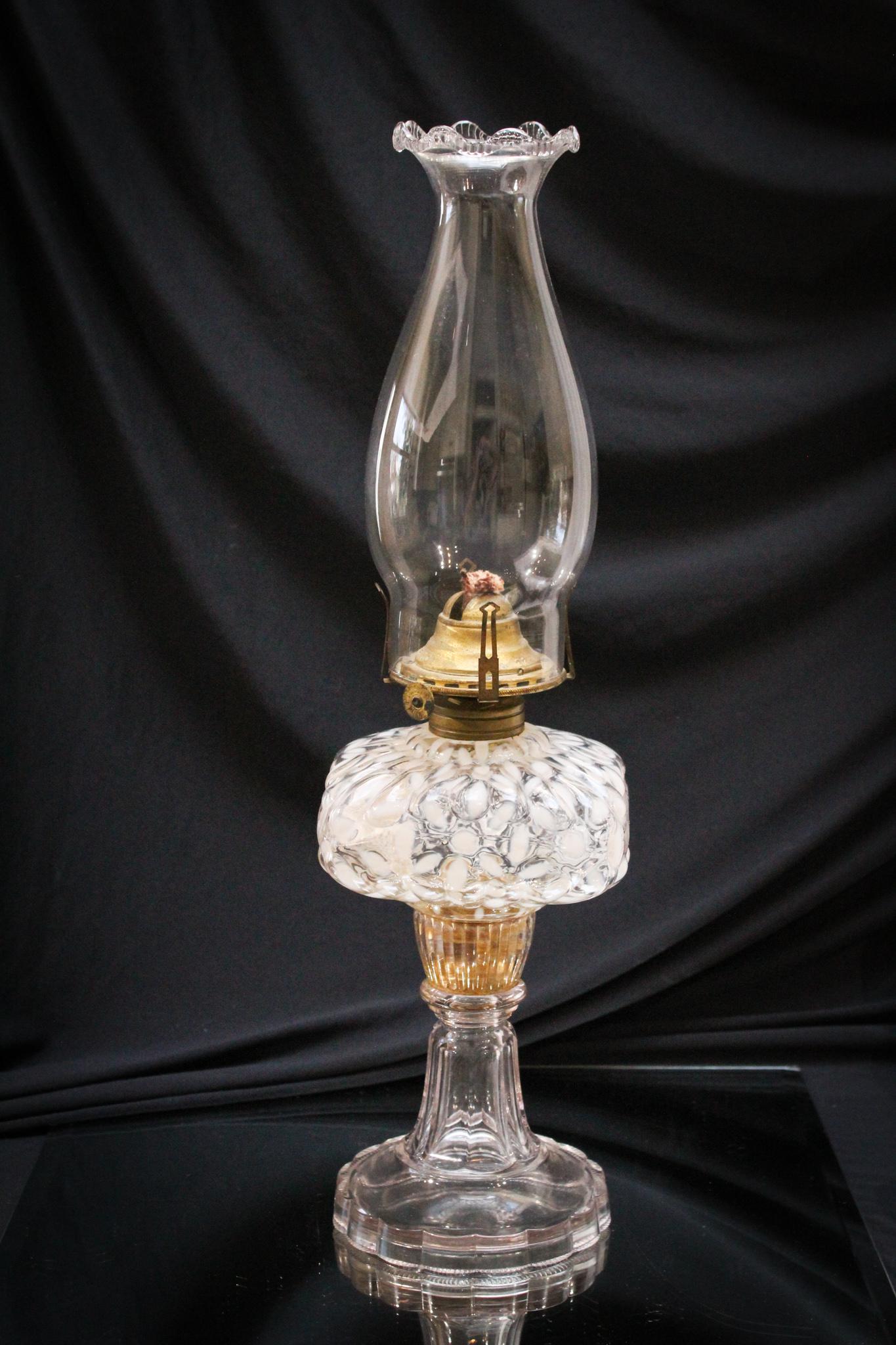 Hobb's Opalescent Snowflake Victorian Oil Lamp (1 of 5)