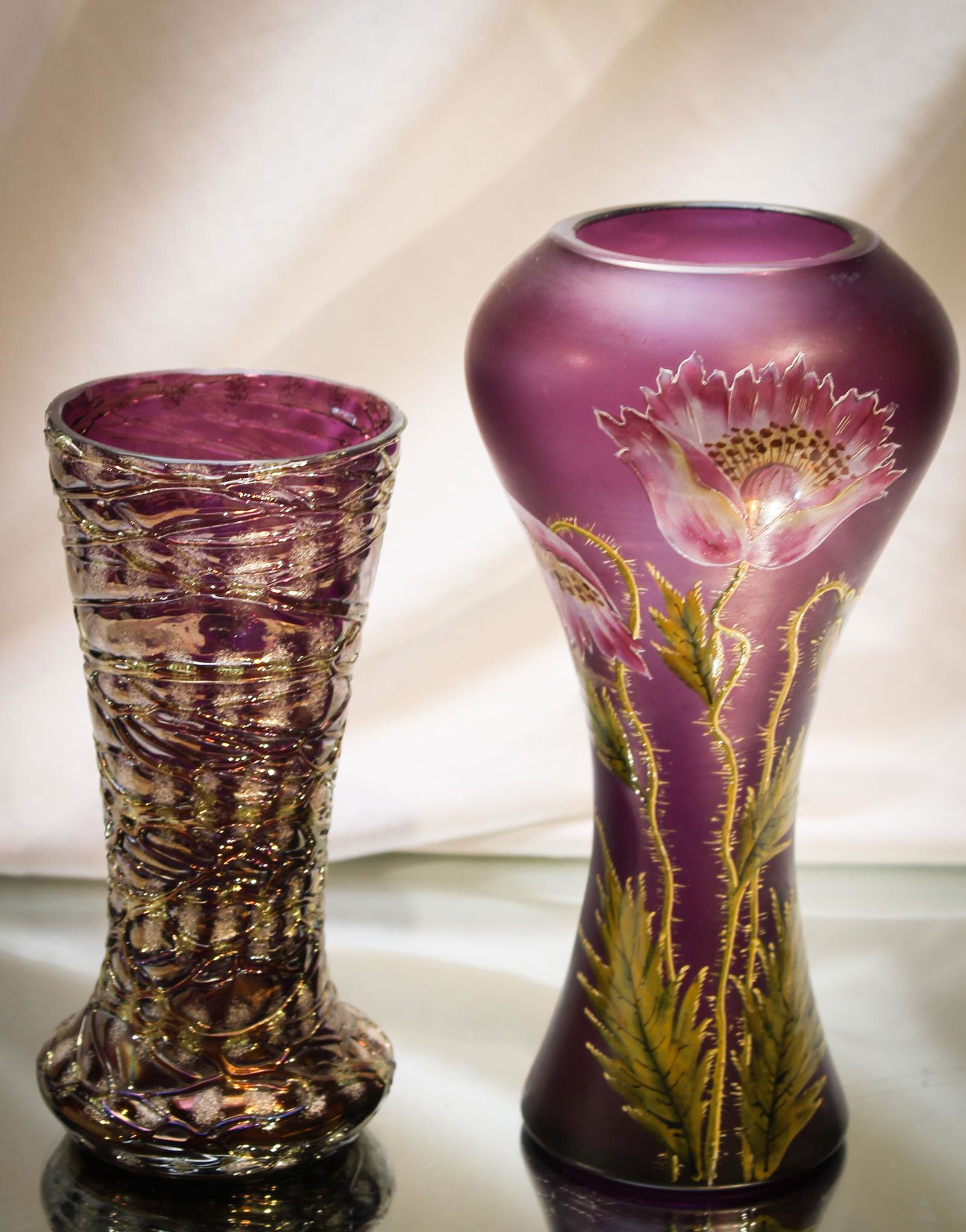 2Pc Lot Austrian Art Glass Vases (1 of 6)