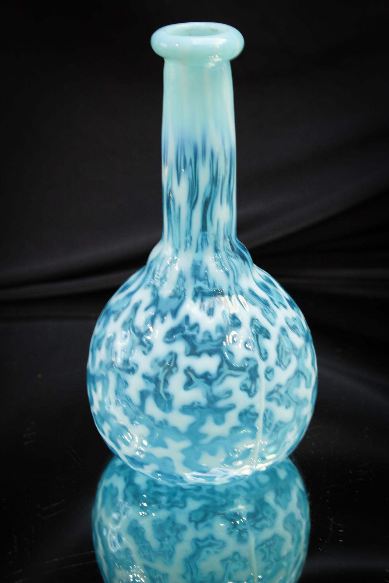Blue Opalescent Hobb's Coral Victorian Barber Bottle (1 of 4)