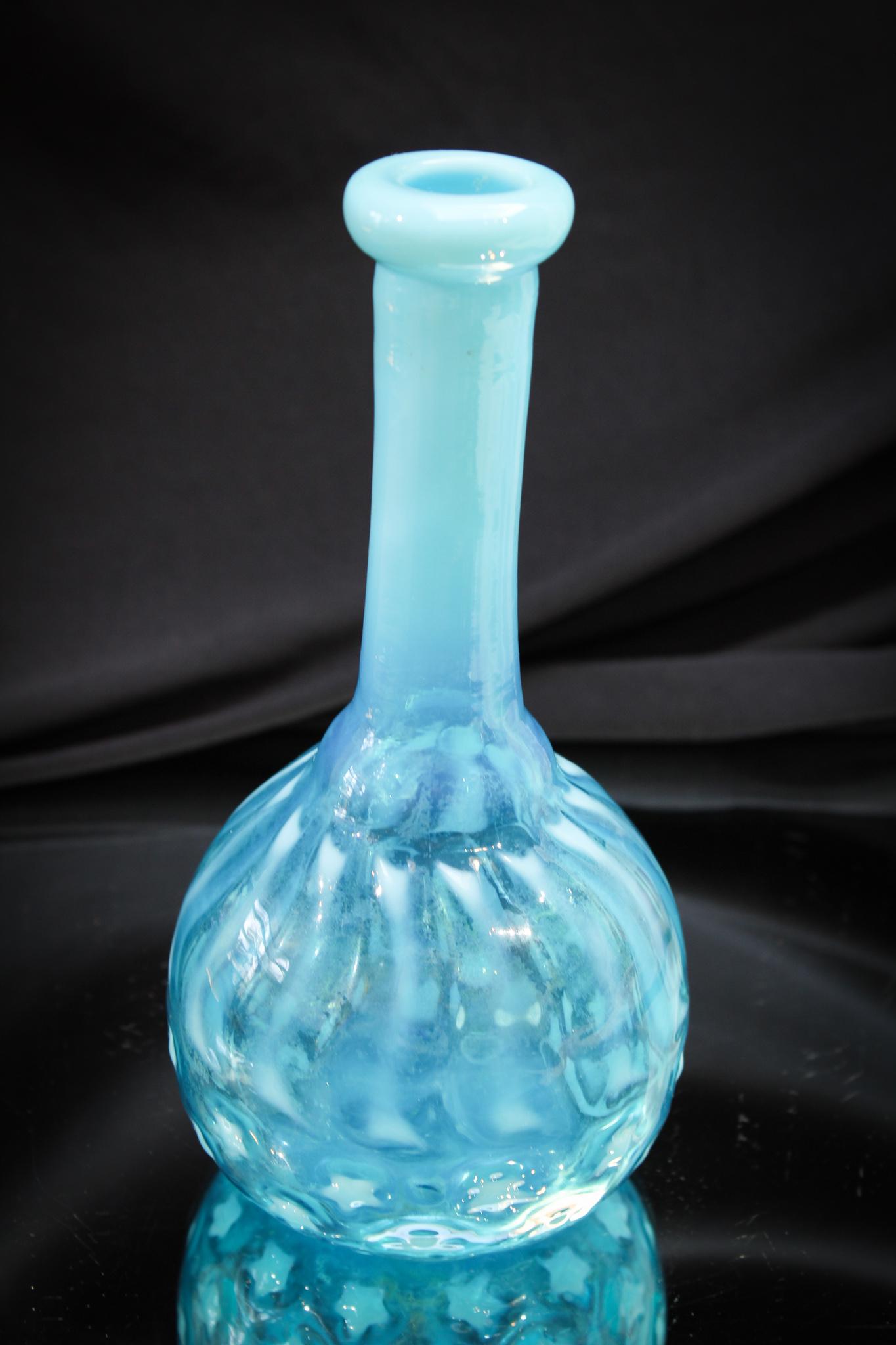 Blue Opalescent Stars & Stripes Barber Bottle (1 of 3)