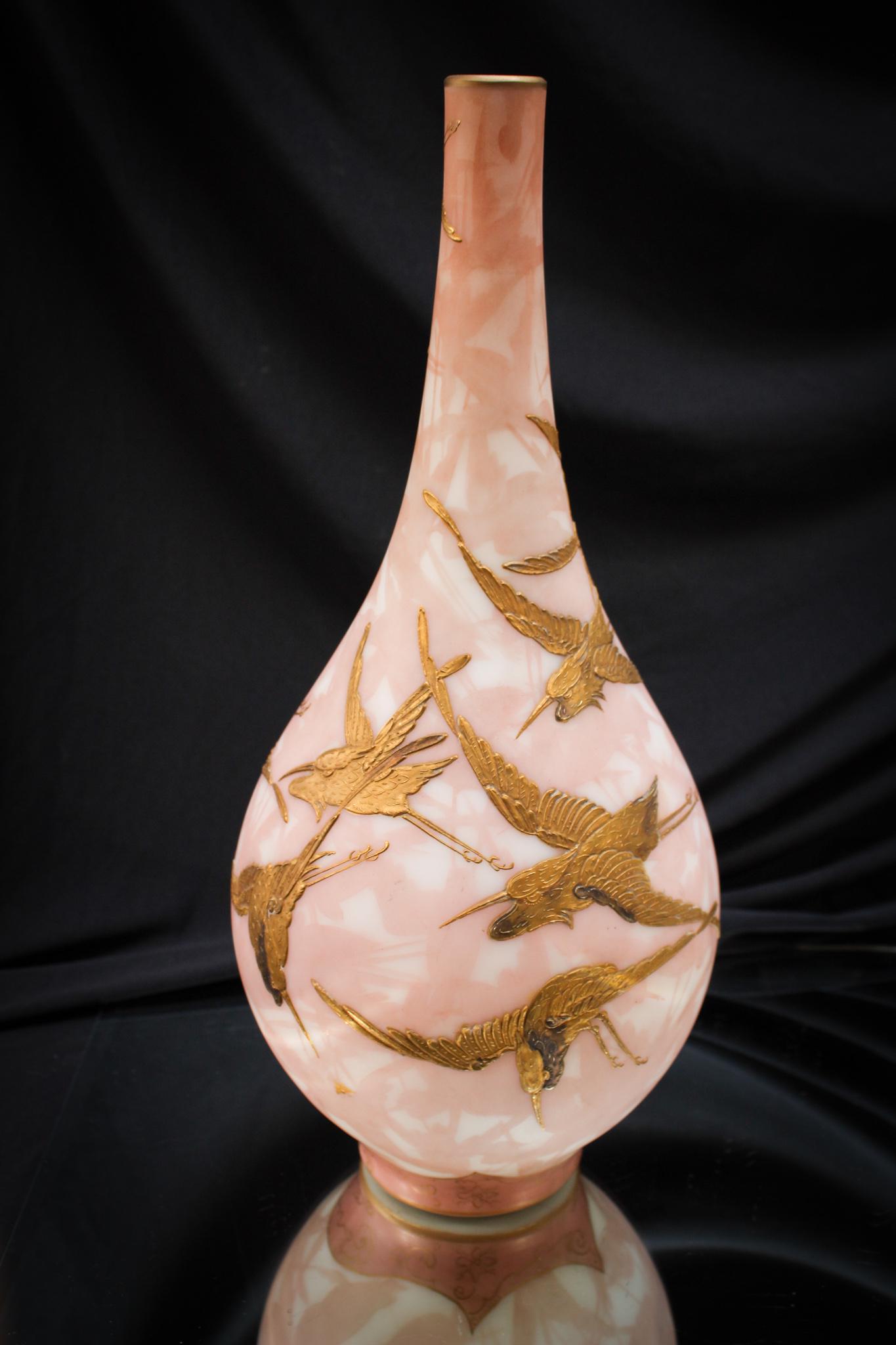 Mt. Washington Crown Milano 14" Cranes vase (1 of 5)