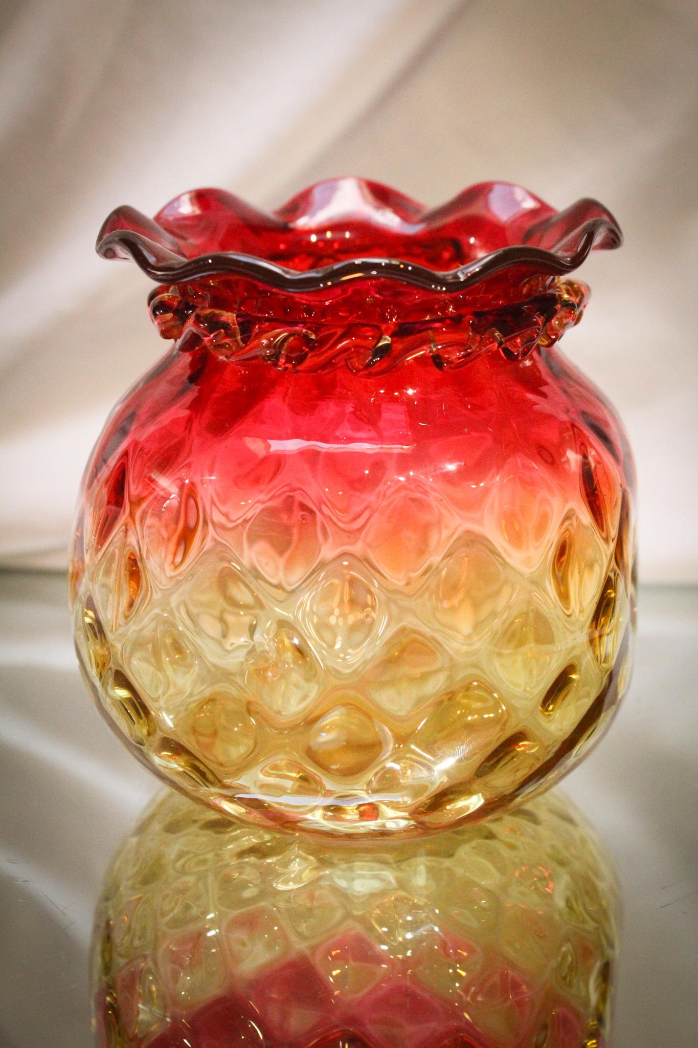 Mt. Washington Amberina DQ dimpled Vase (1 of 3)