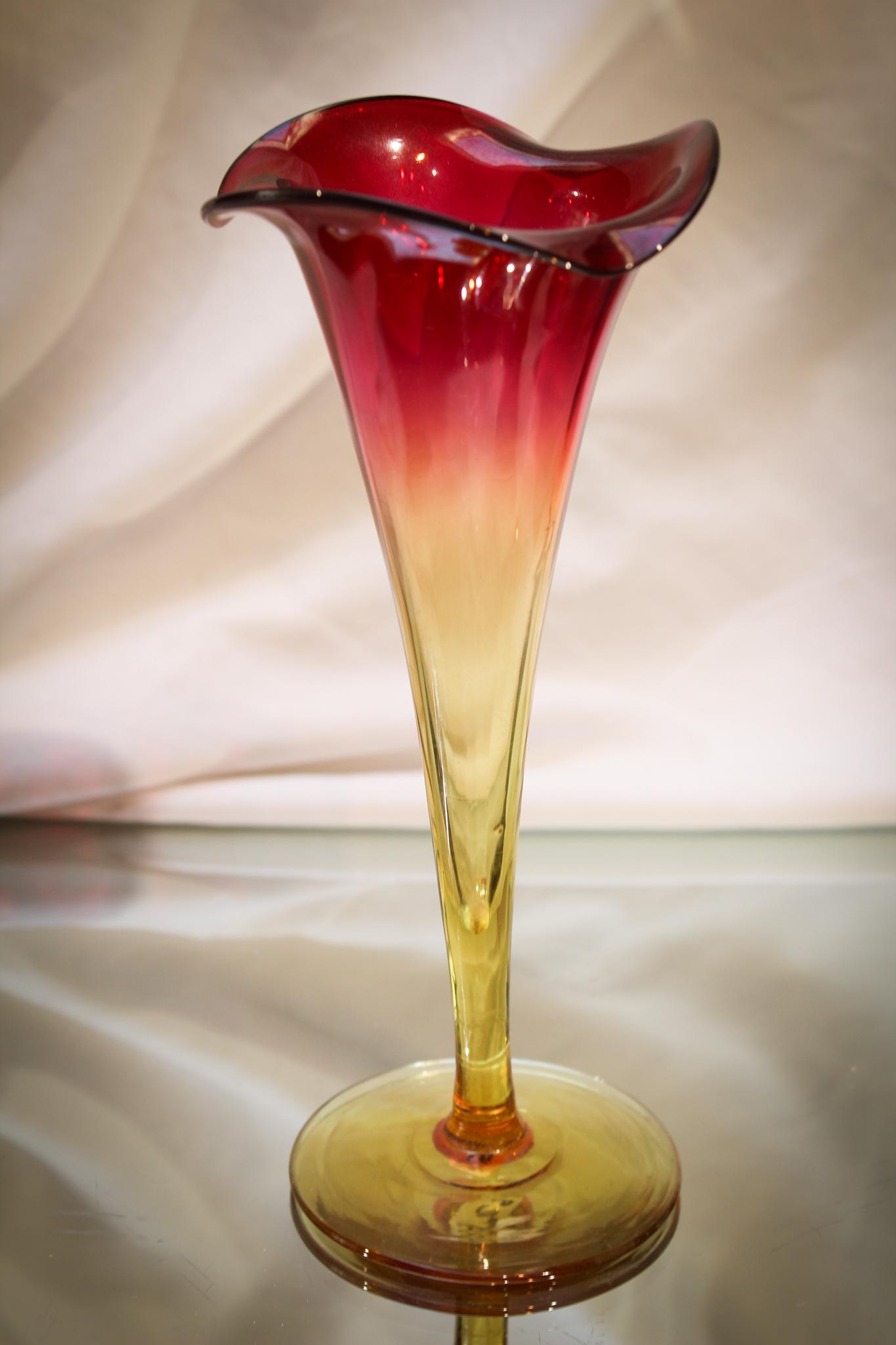 Amberina Victorian 7" Rib Optic Lily Vase (1 of 3)