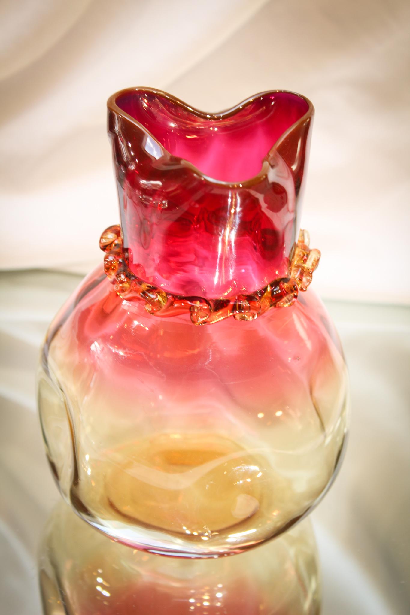 Mt. Washington dimpled Amberina Glass Vase (1 of 4)