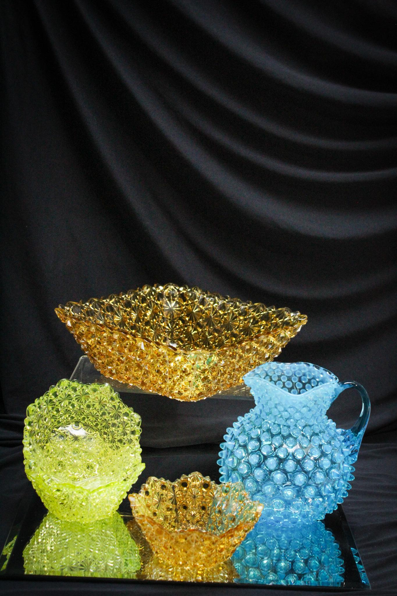 5 Pc Lot Hobbs Blue Opalescent Hobnail & More (1 of 5)
