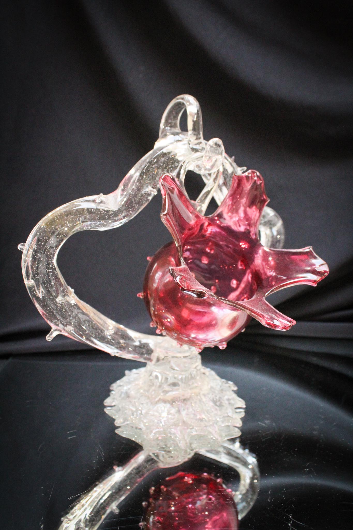 Victorian Cranberry Art Glass Thorn & Flower Whimsy (1 of 5)