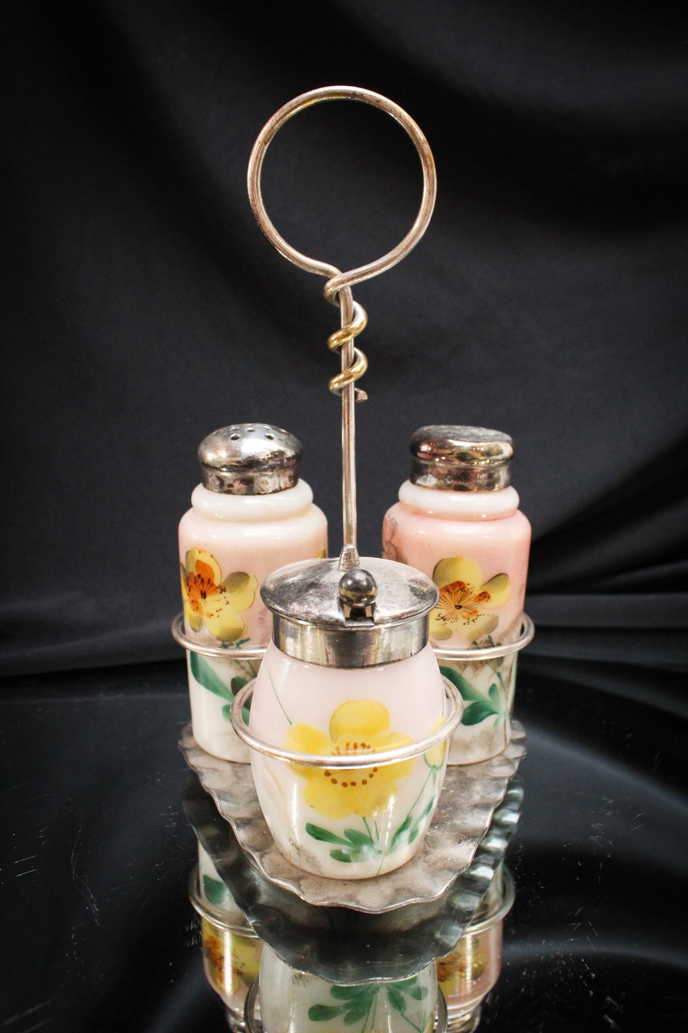 Pairpoint Opal Enameled Victorian Condiment Set (1 of 5)