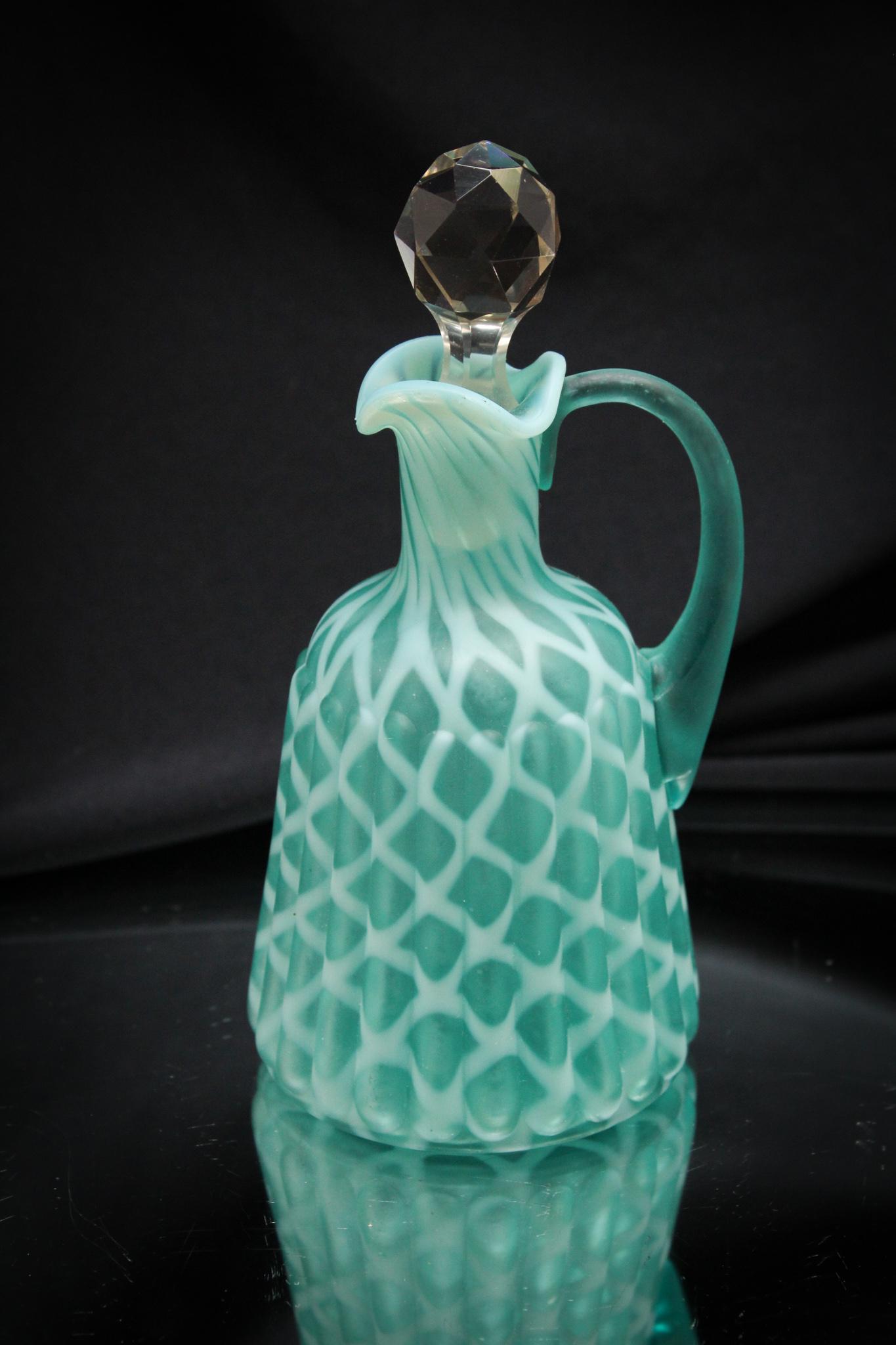 Northwood Blue Opalescent Lattice Cruet (1 of 4)