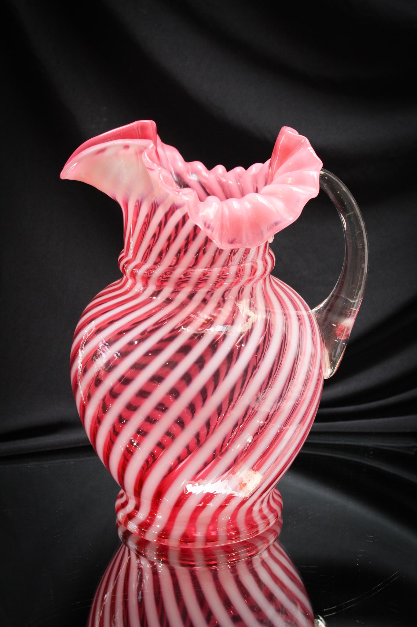 Cranberry Opalescent Victorian Swirl Pitcher (1 of 4)