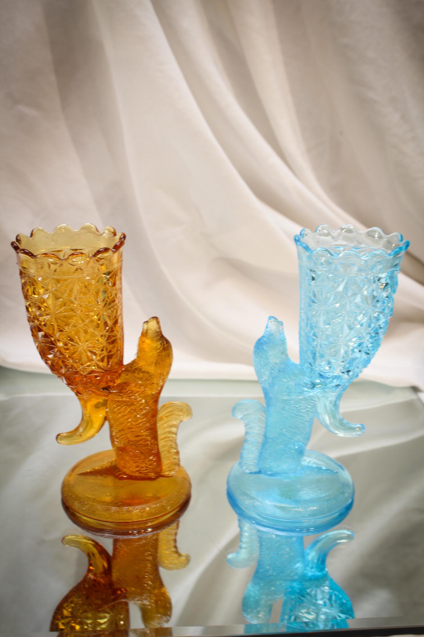 2 Findlay Glass Dog & Cornucopia Victorian Vases (1 of 5)